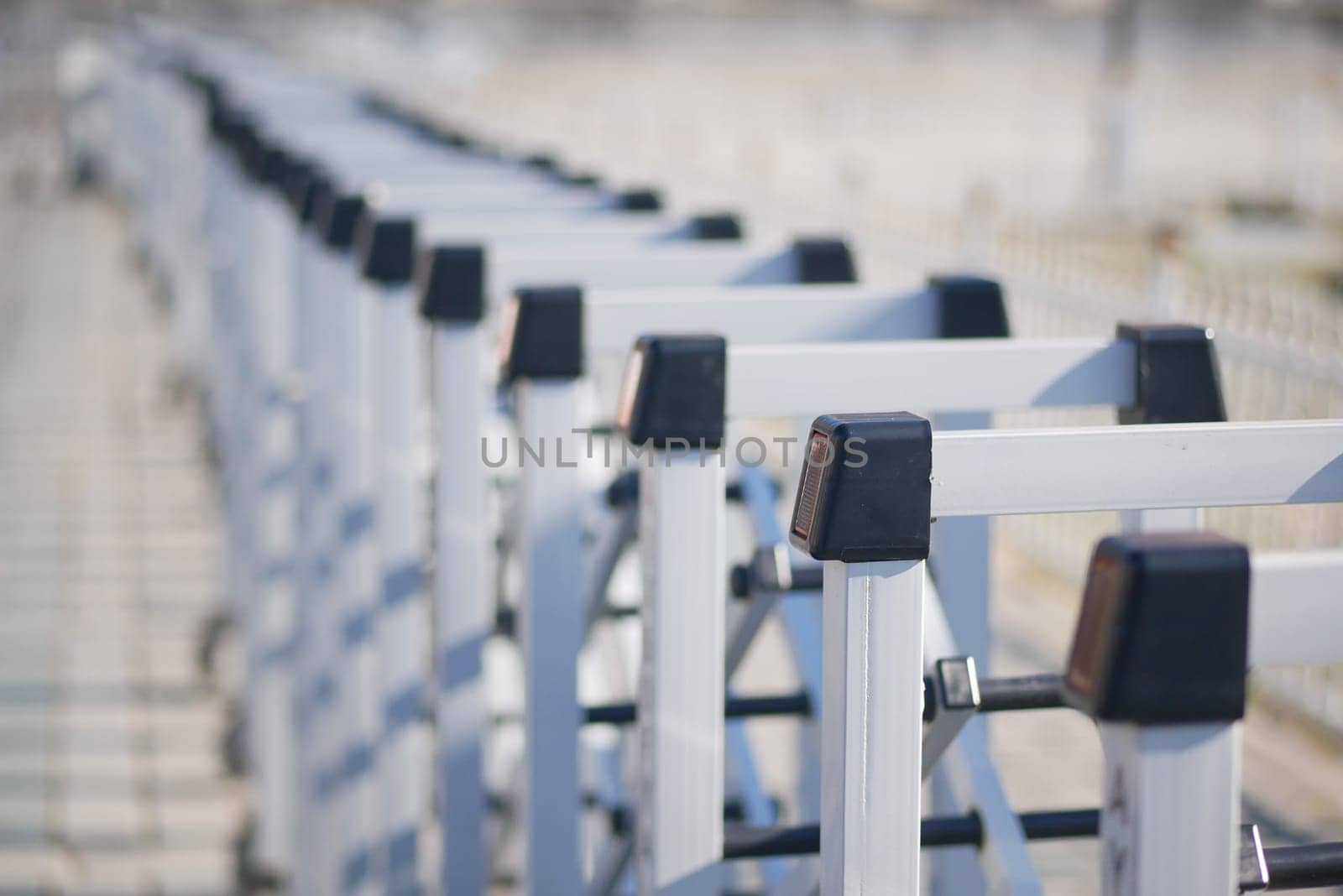 Close-Up of Track Hurdles Arranged in Order for Outdoor Training.