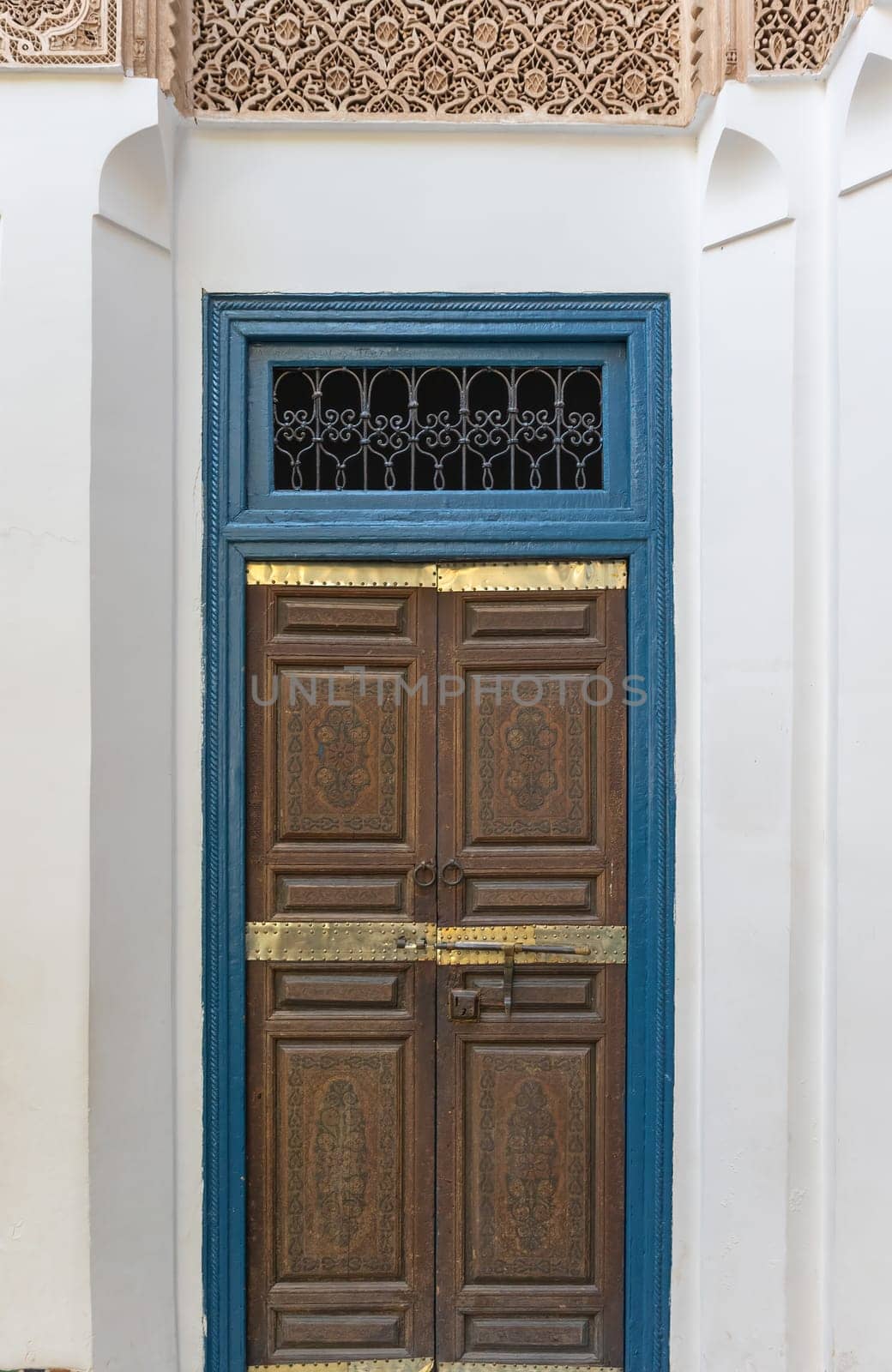 Closeup of the door at Bahia Palace. Marrakesh, Morocco. Vertically. 