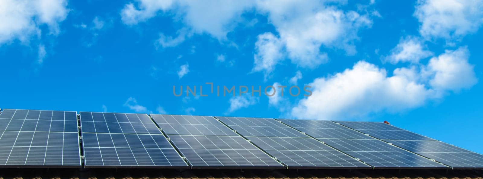 Solar panels on the roof of the house. Selective focus. nature.