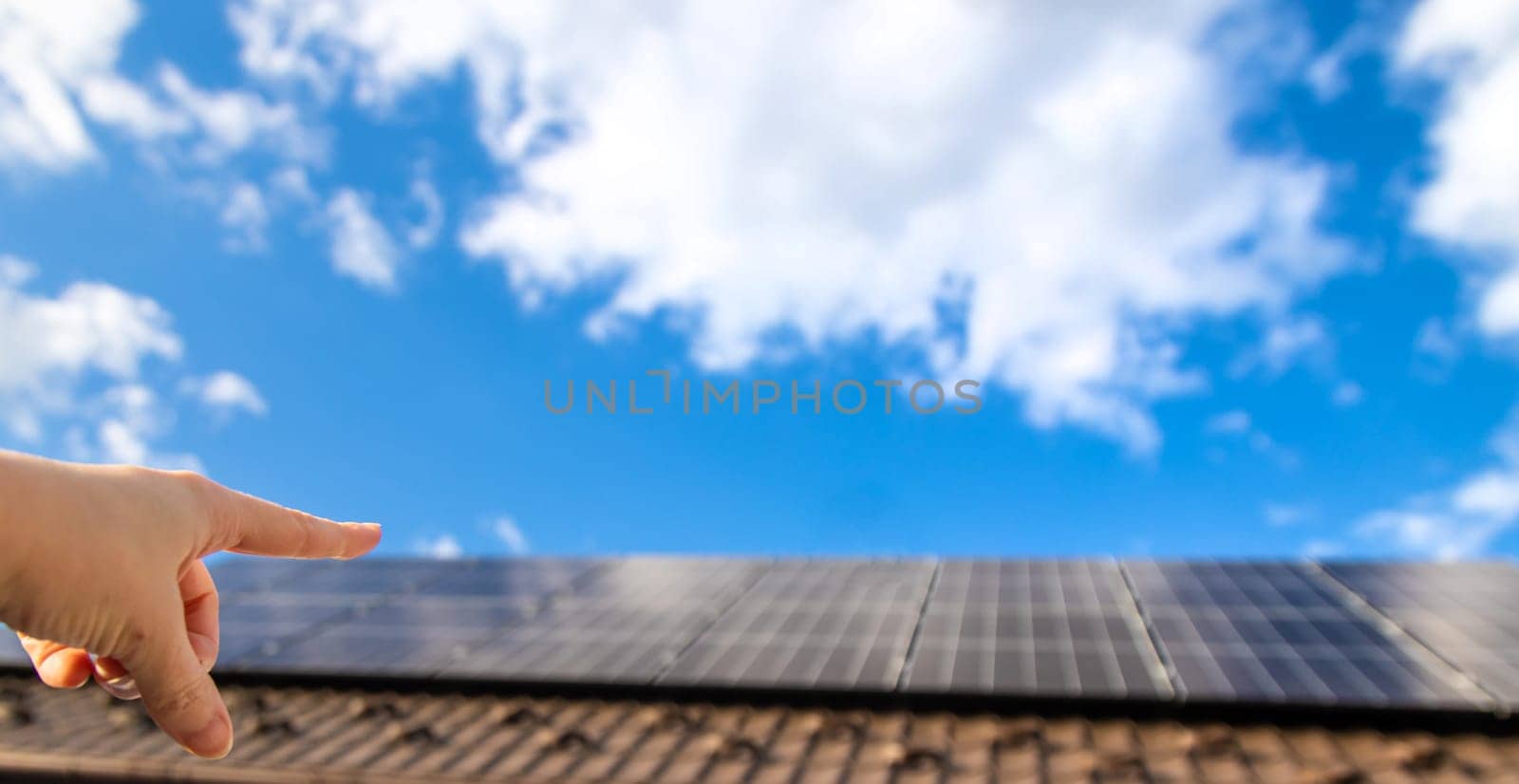 Solar panels on the roof of the house. Selective focus. nature.