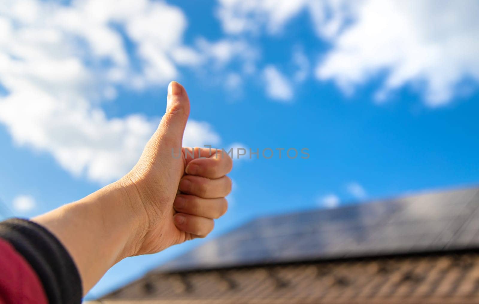Solar panels on the roof of the house. Selective focus. nature.