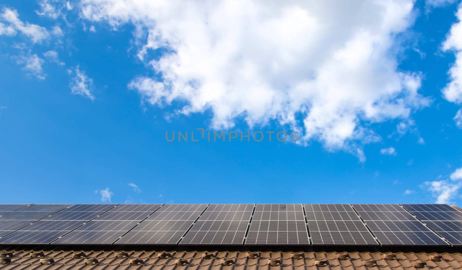 Solar panels on the roof of the house. Selective focus. nature.