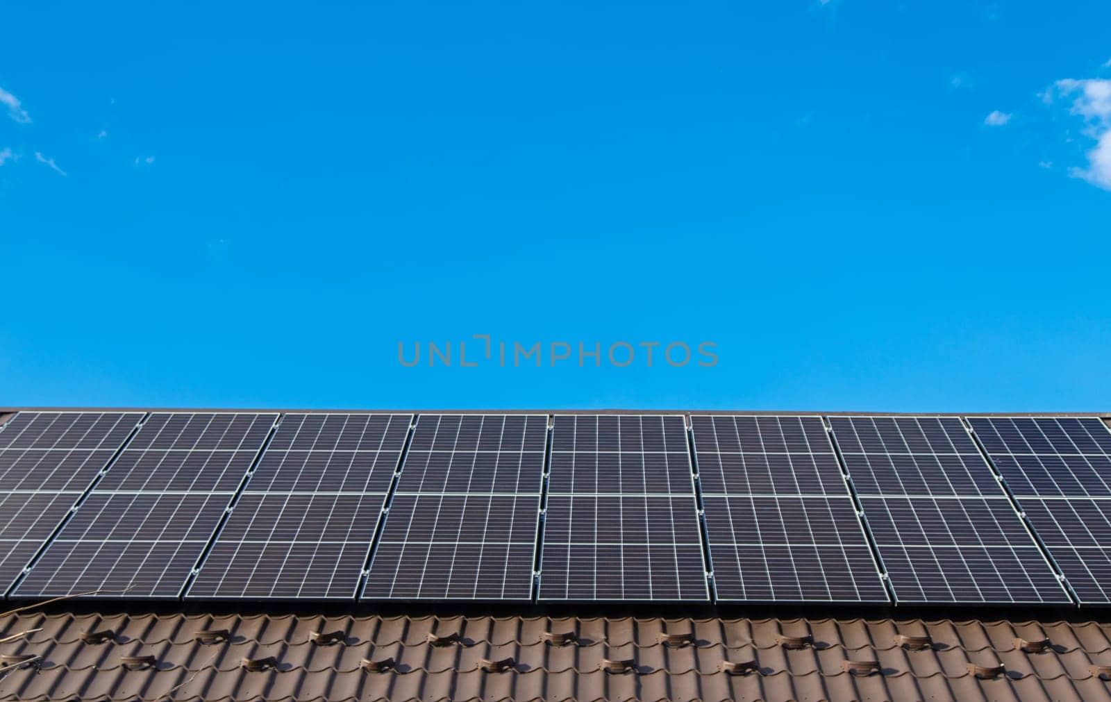 Solar panels on the roof of the house. Selective focus. nature.