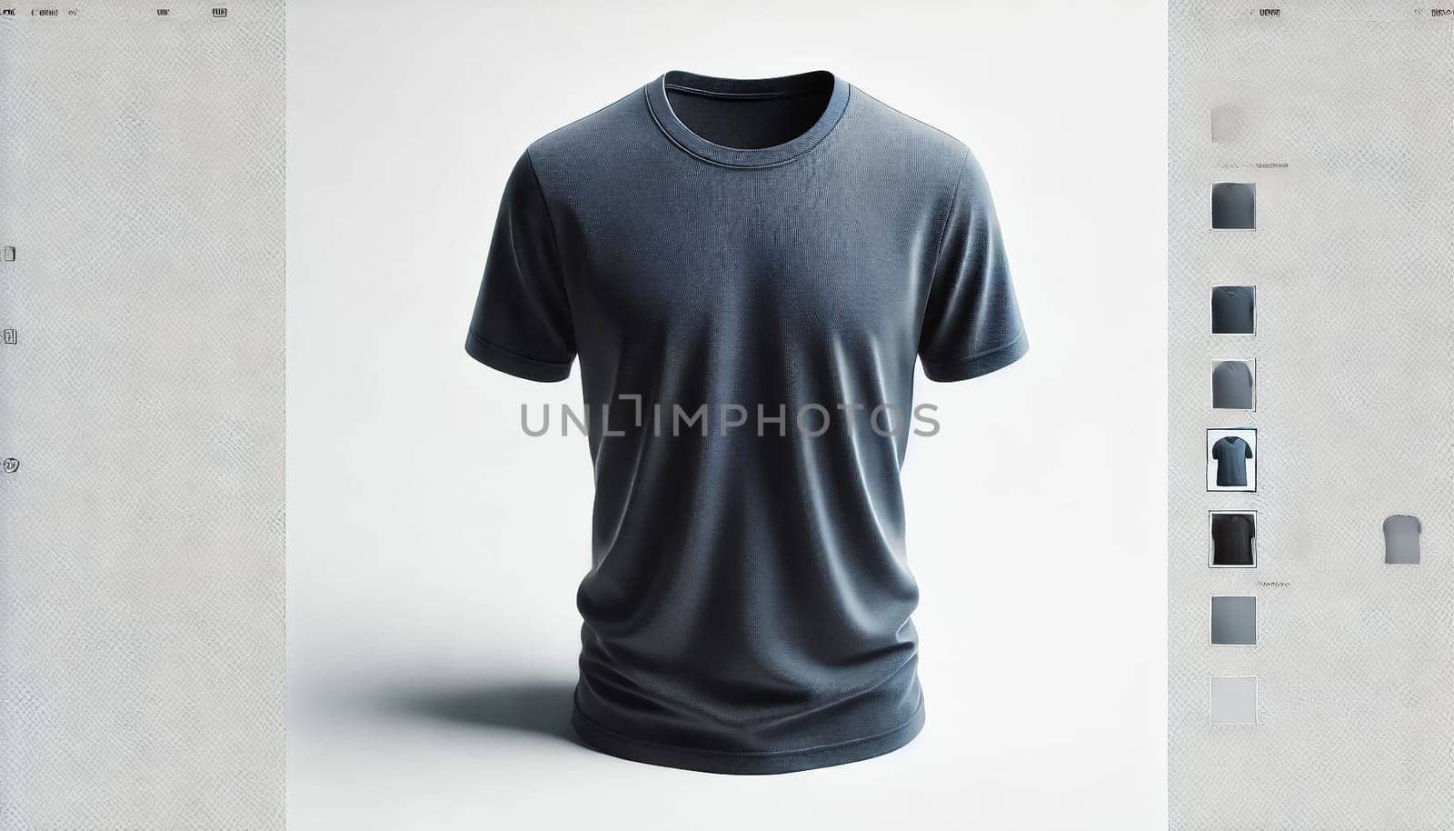 Plain navy blue t-shirt displayed flat against a white background, viewed from a slightly higher angle. The t-shirt is perfectly smooth and centered, highlighting its high-quality fabric with no wrinkles or shadows.