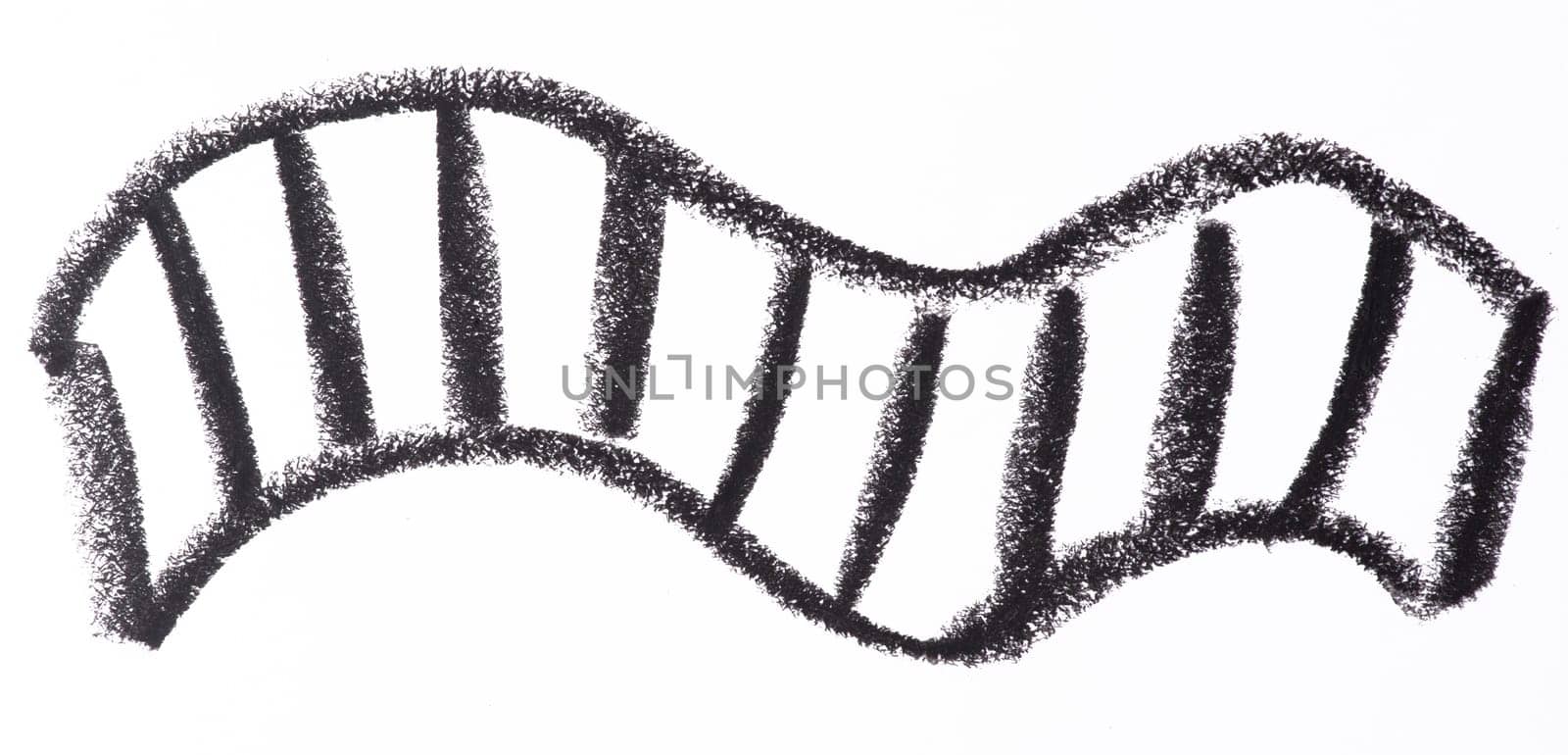 Wavy line drawn with black crayon on a white background. Crayon texture is clearly visible, creating an uneven and hand drawn effect