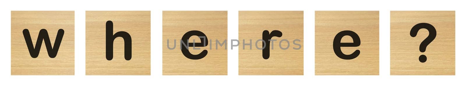 A where word with wood blocks on white