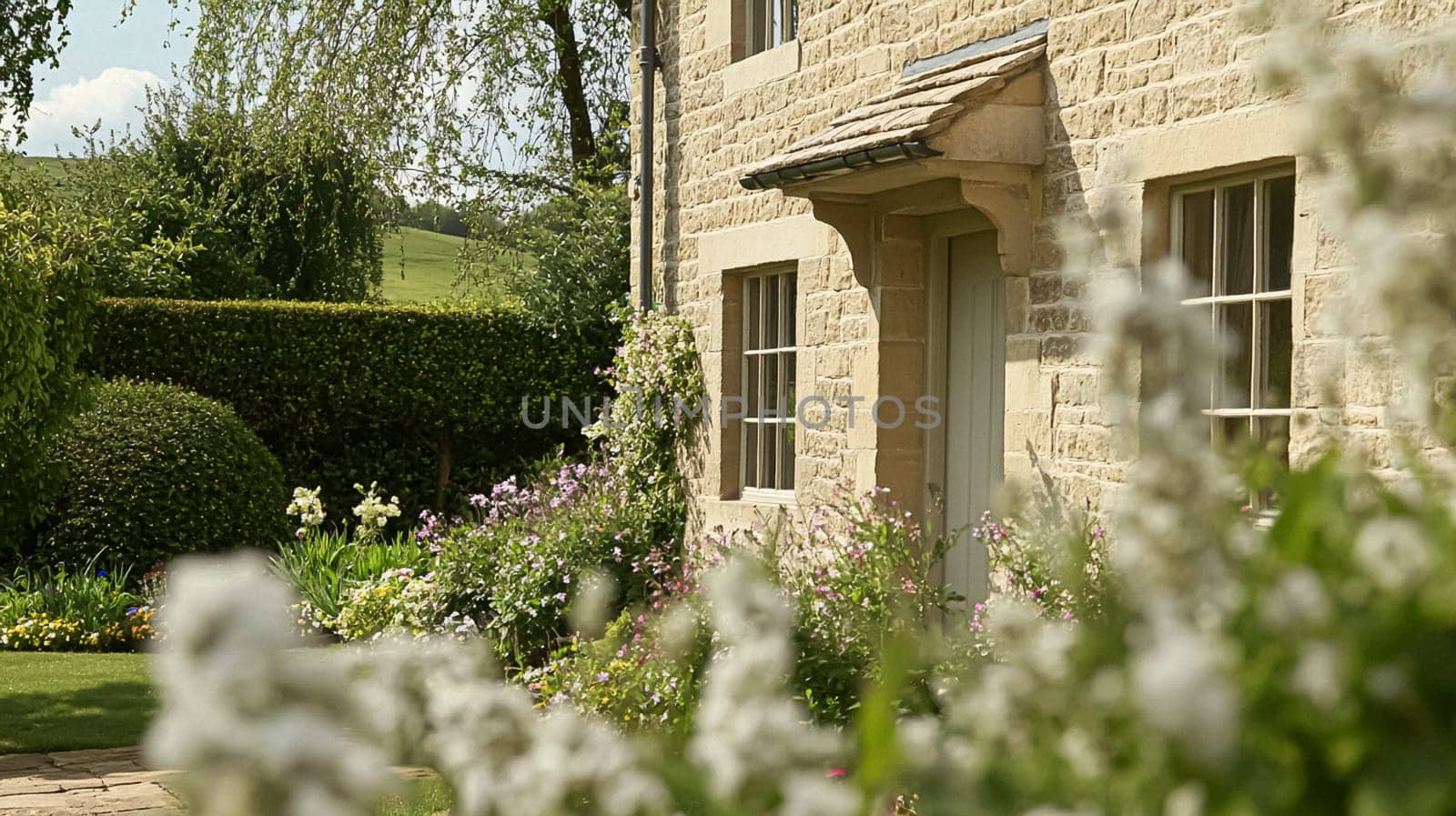 Grand and refined English countryside home, featuring timeless architectural elegance, manicured gardens, and charming details that exude sophistication and heritage idea
