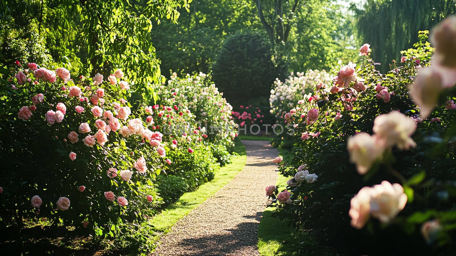English rose garden, elegant floral archways, and serene countryside landscapes. Timeless charm, pastel hues, and romantic beauty create an enchanting outdoor retreat idea