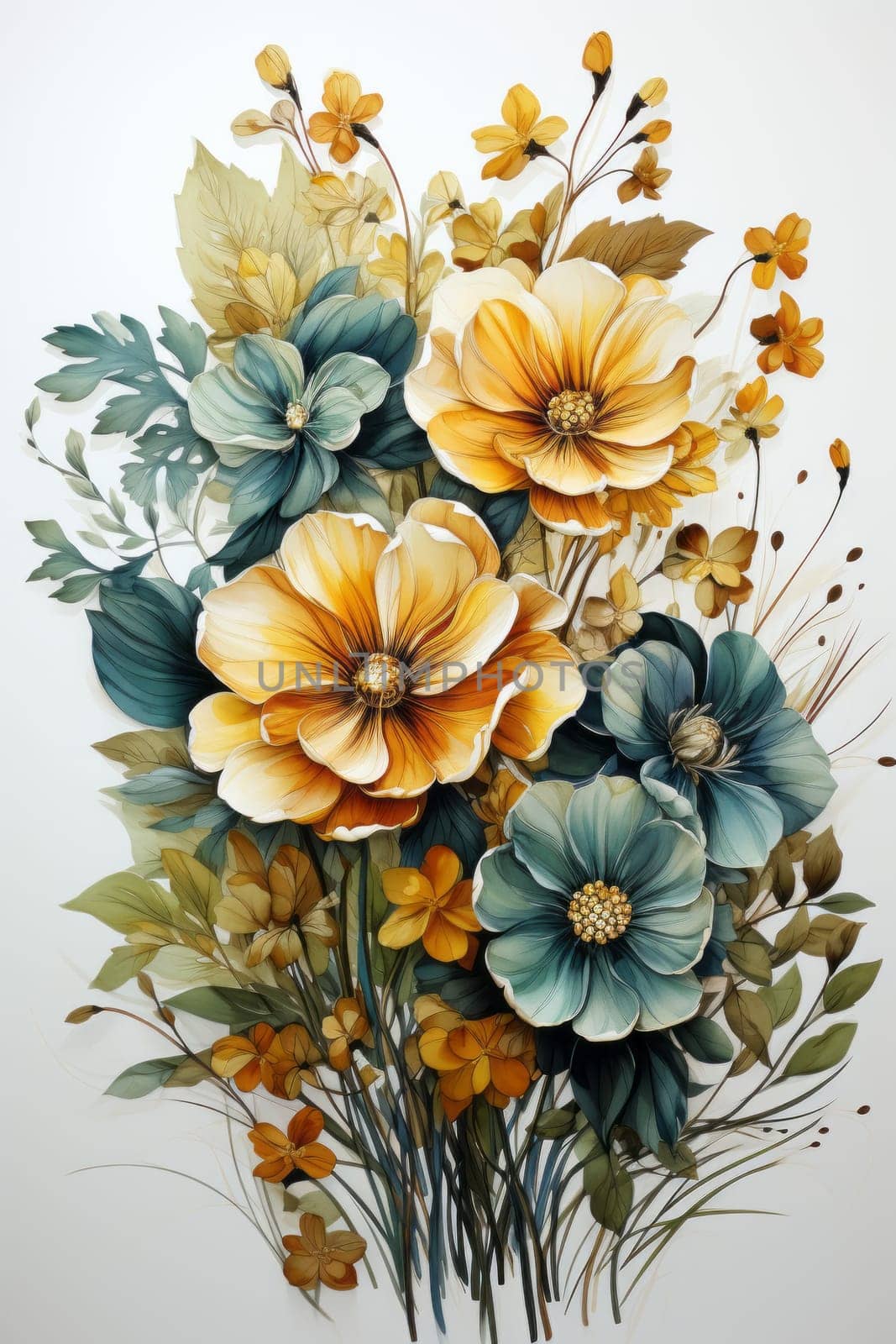 Close up of flowers created with a generative AI technology