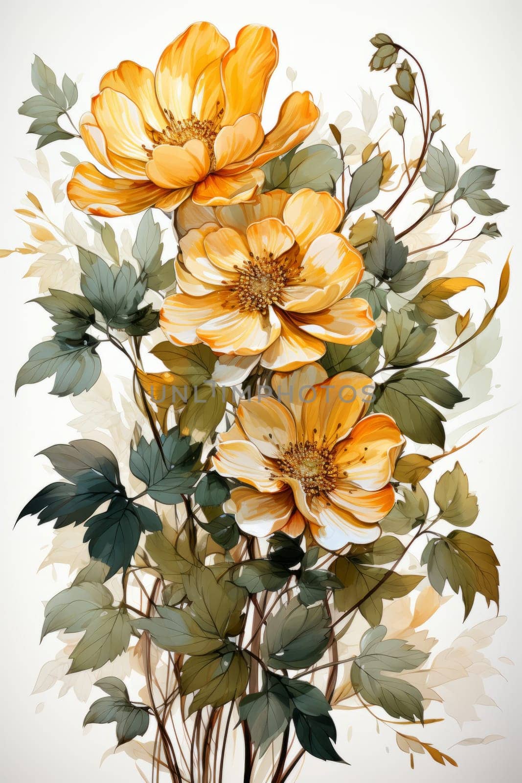 Close up of flowers created with a generative AI technology