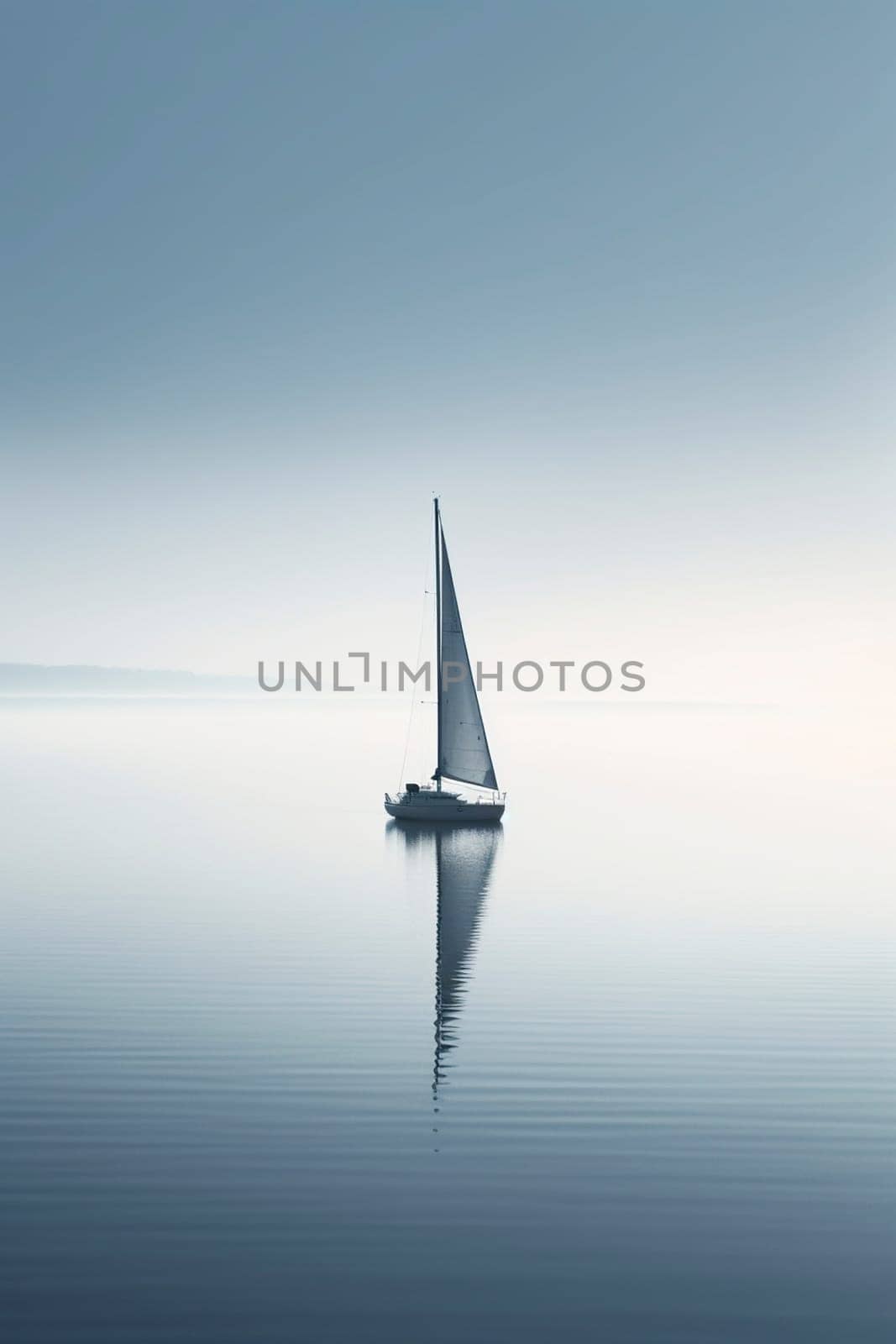 Sailbot floating on the calm water surface, created with generative AI