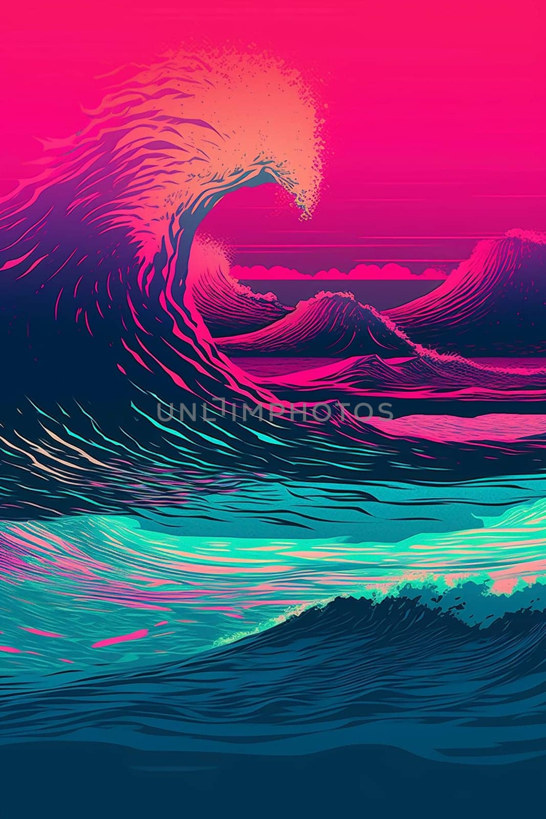 Waves illustration abstract, created with generative AI