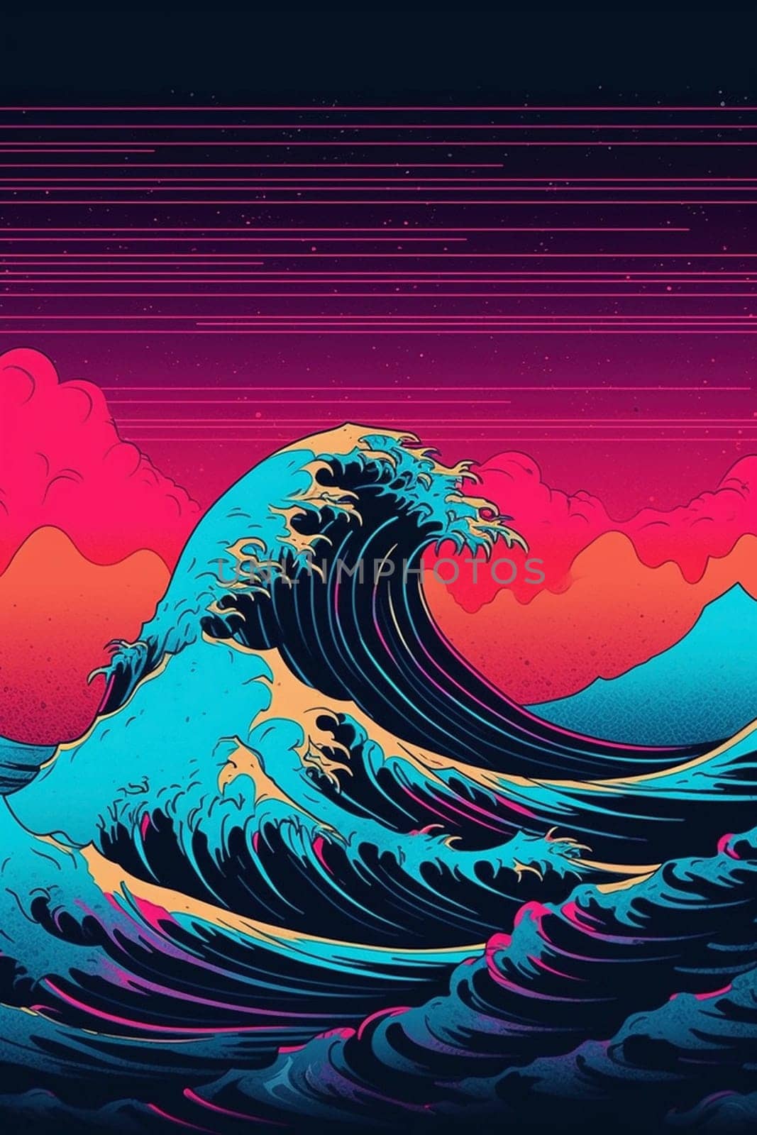 Waves illustration abstract, created with generative AI