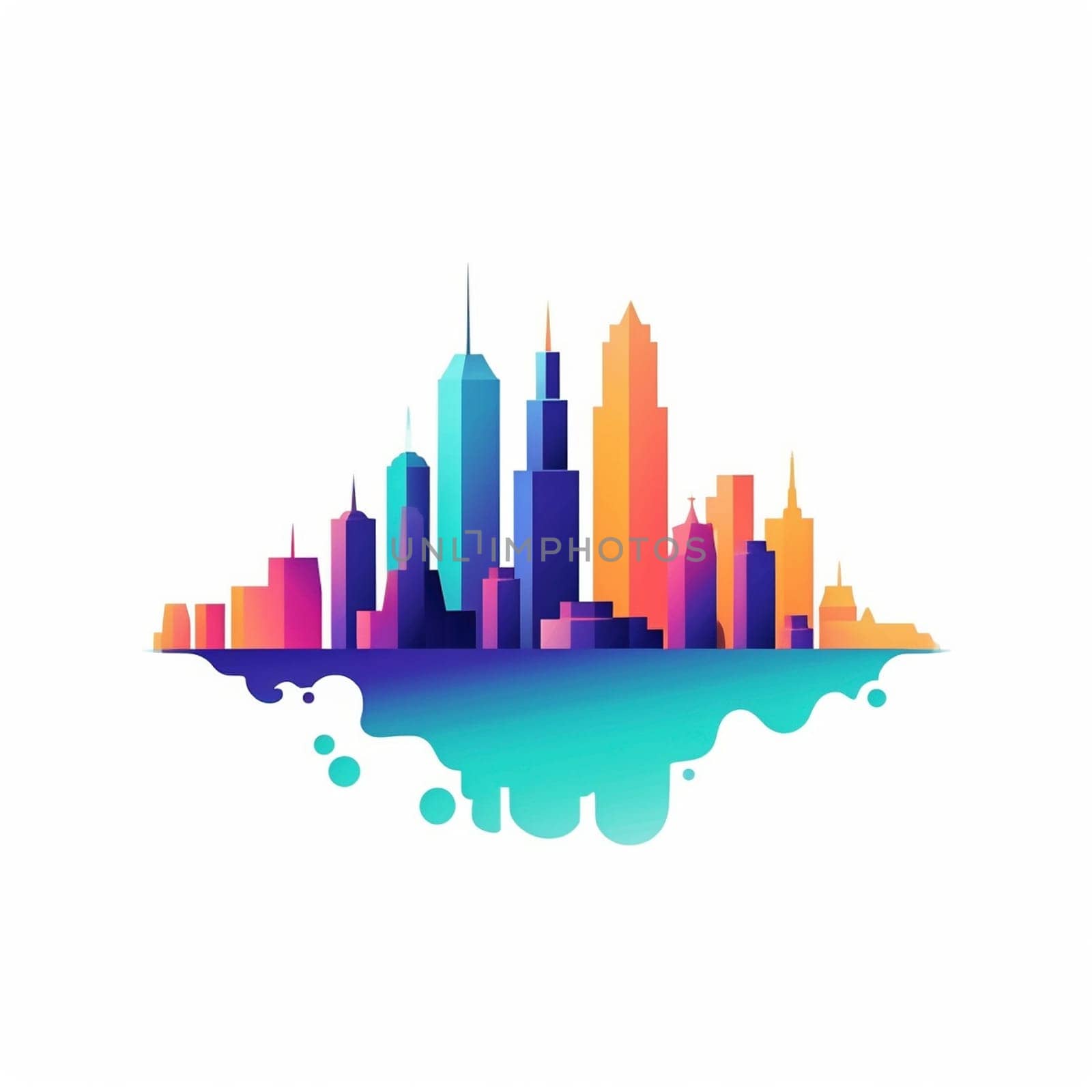 Modern iconic city logo on the white background, created with generative AI
