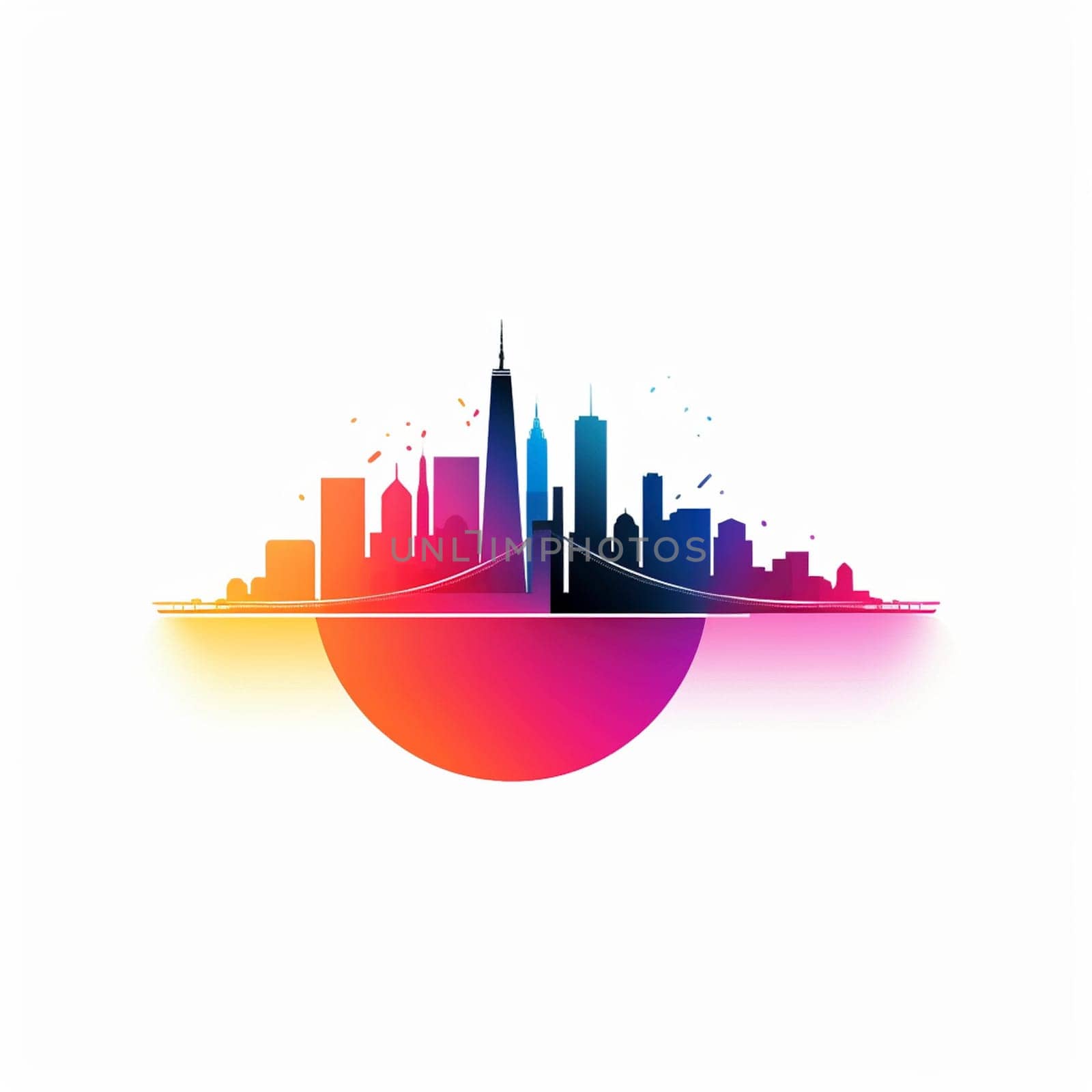 Modern iconic city logo on the white background, created with generative AI