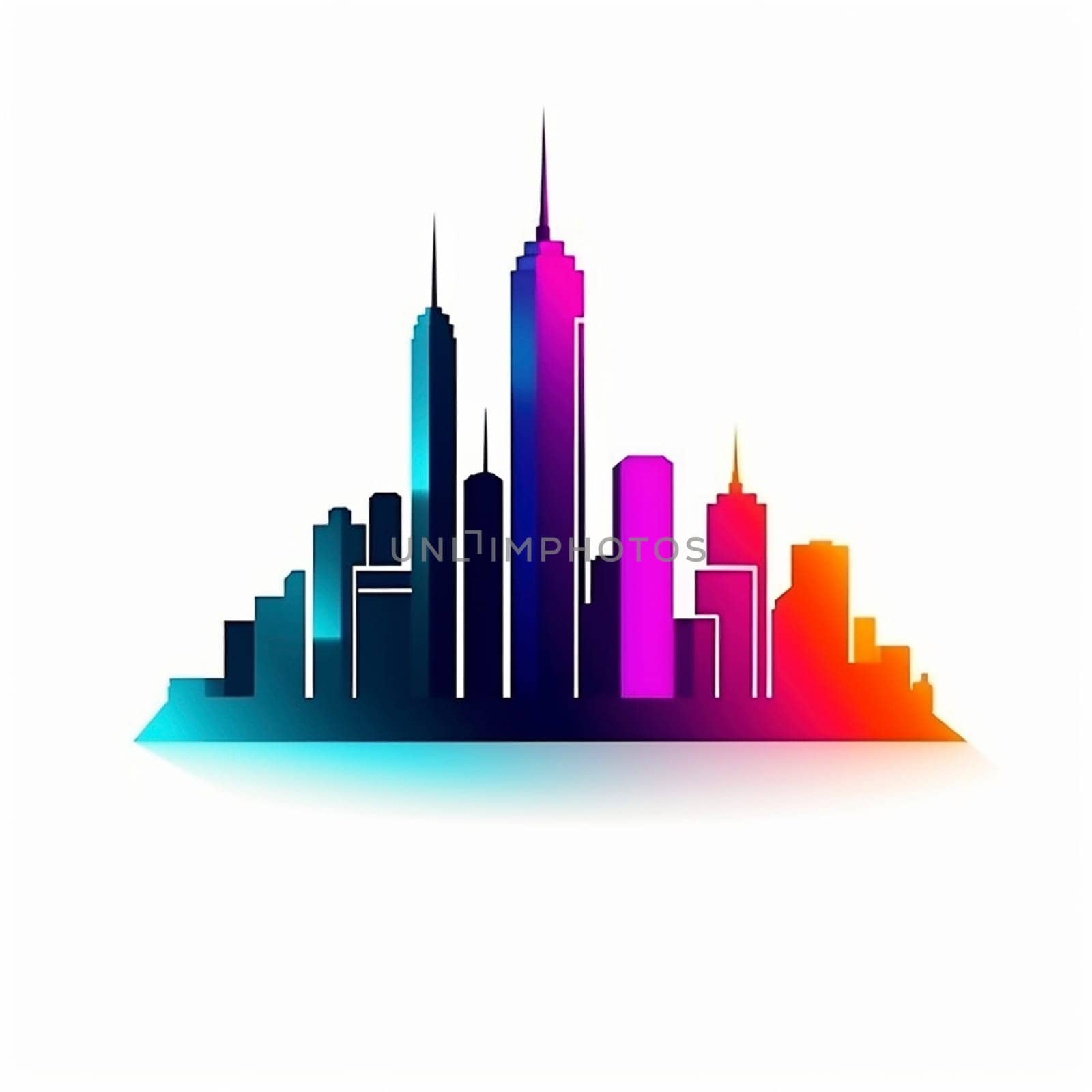 Modern iconic city logo on the white background, created with generative AI