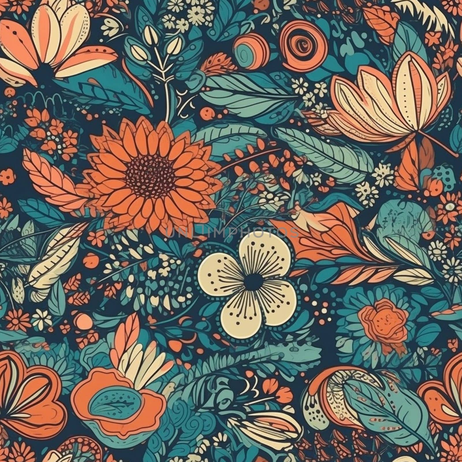 Beautiful elegant flower seamless pattern tile, created with generative AI
