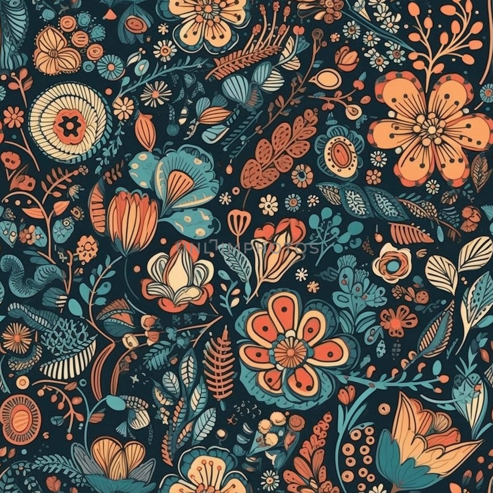 Beautiful elegant flower seamless pattern tile, created with generative AI