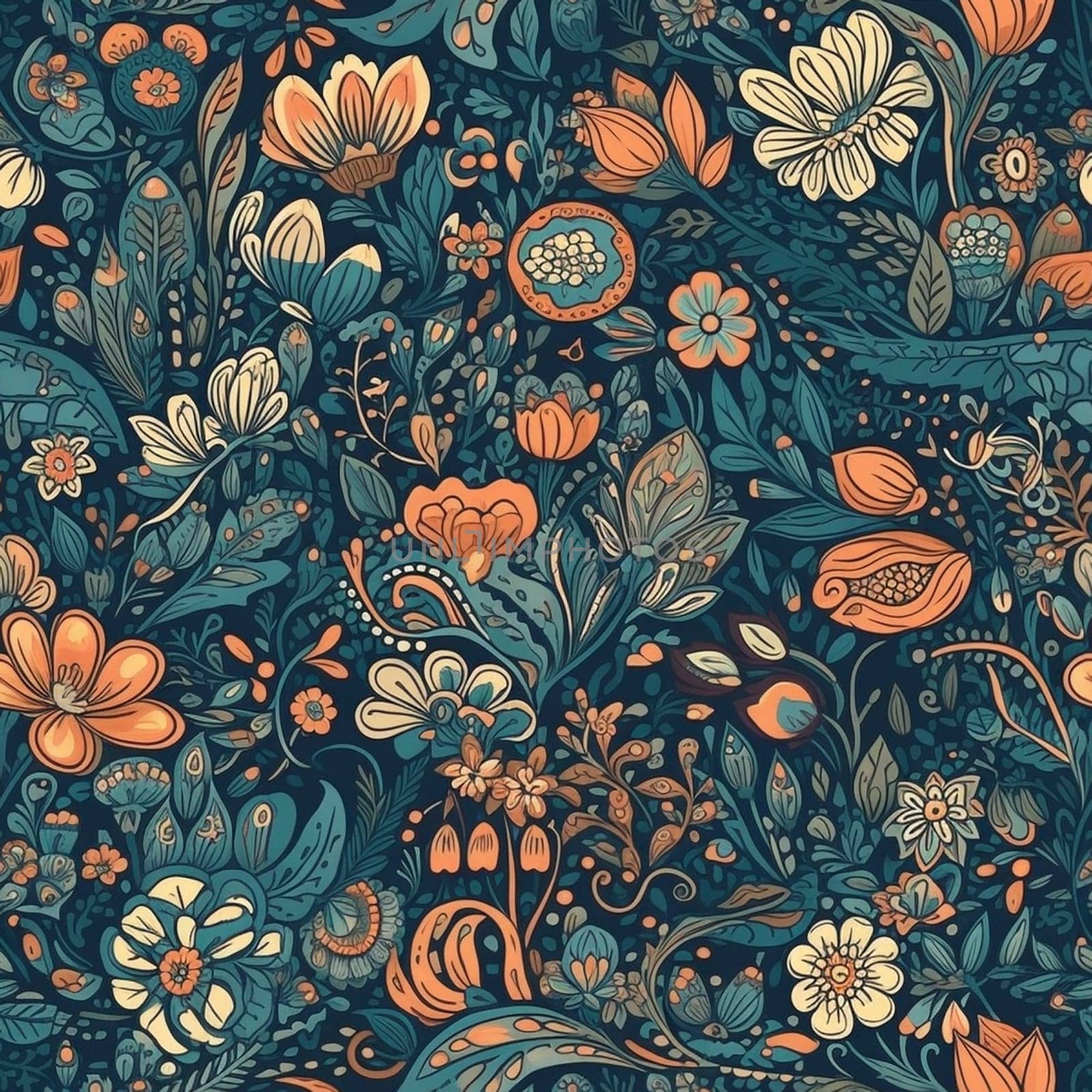 Beautiful elegant flower seamless pattern tile, created with generative AI