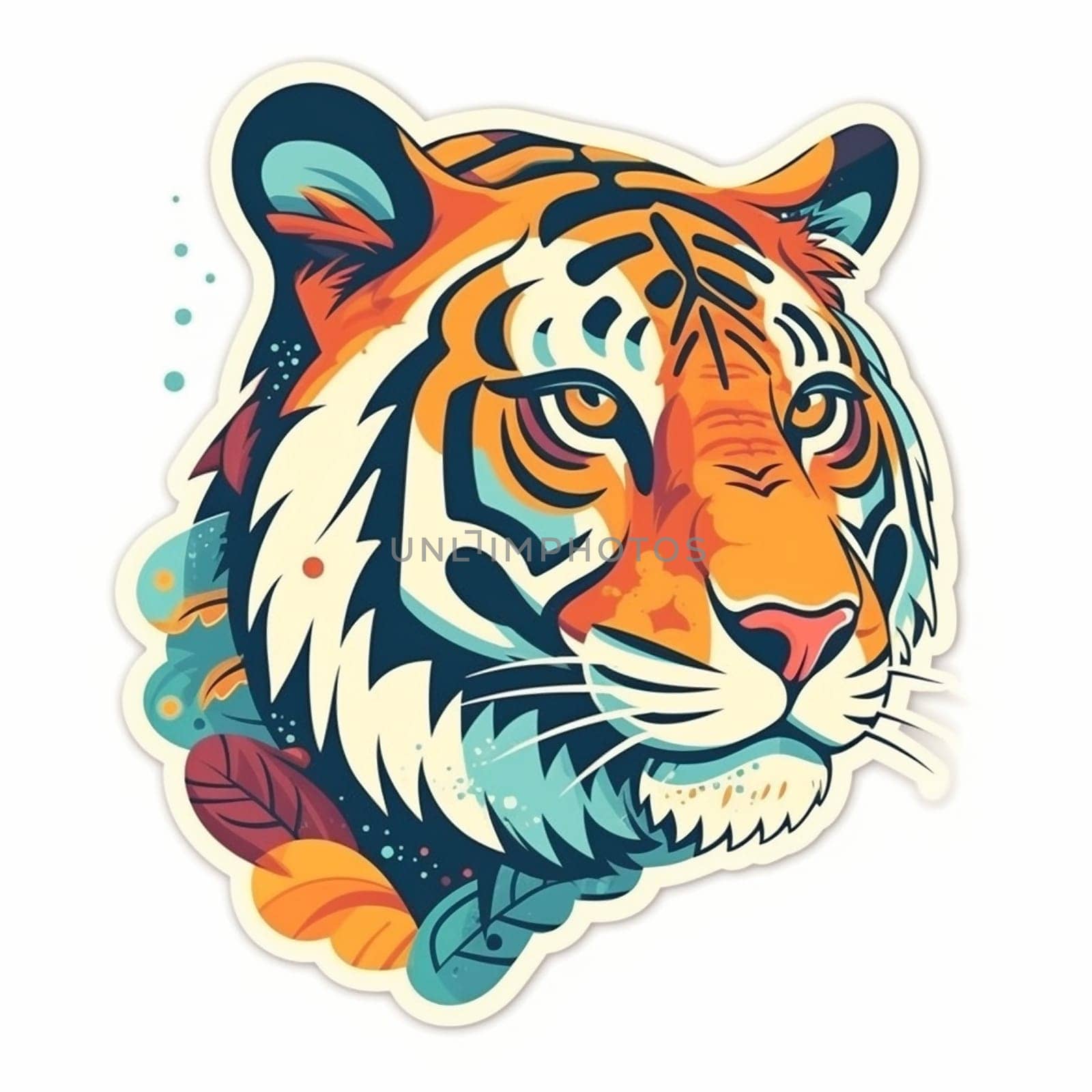 Tiger head isolated on the white background, created with generative AI