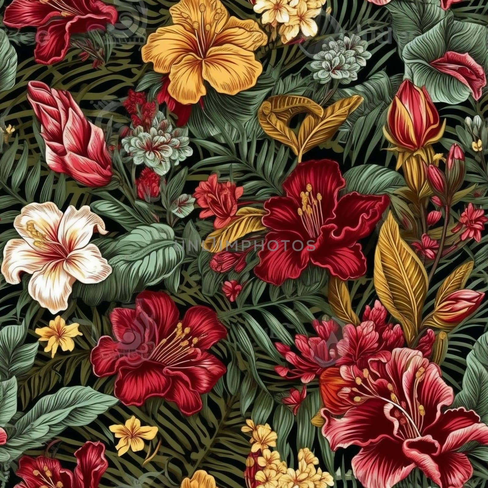 Beautiful elegant flower seamless pattern tile, created with generative AI
