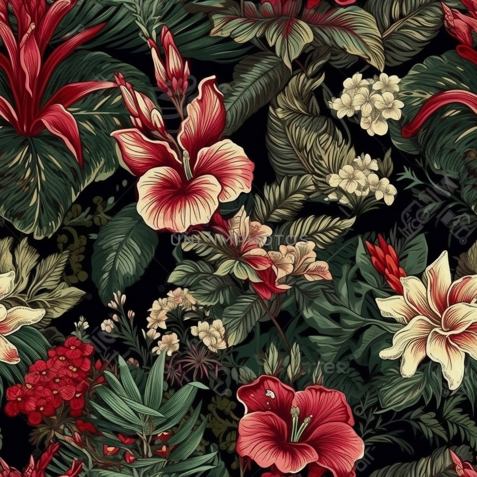 Beautiful elegant flower seamless pattern tile, created with generative AI