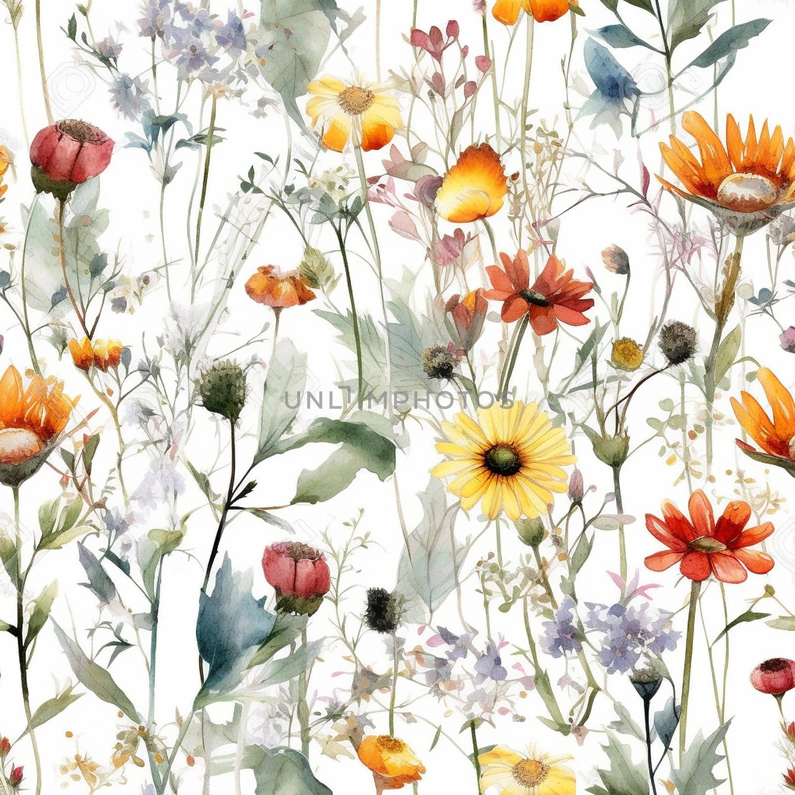 Beautiful elegant flower seamless pattern tile, created with generative AI