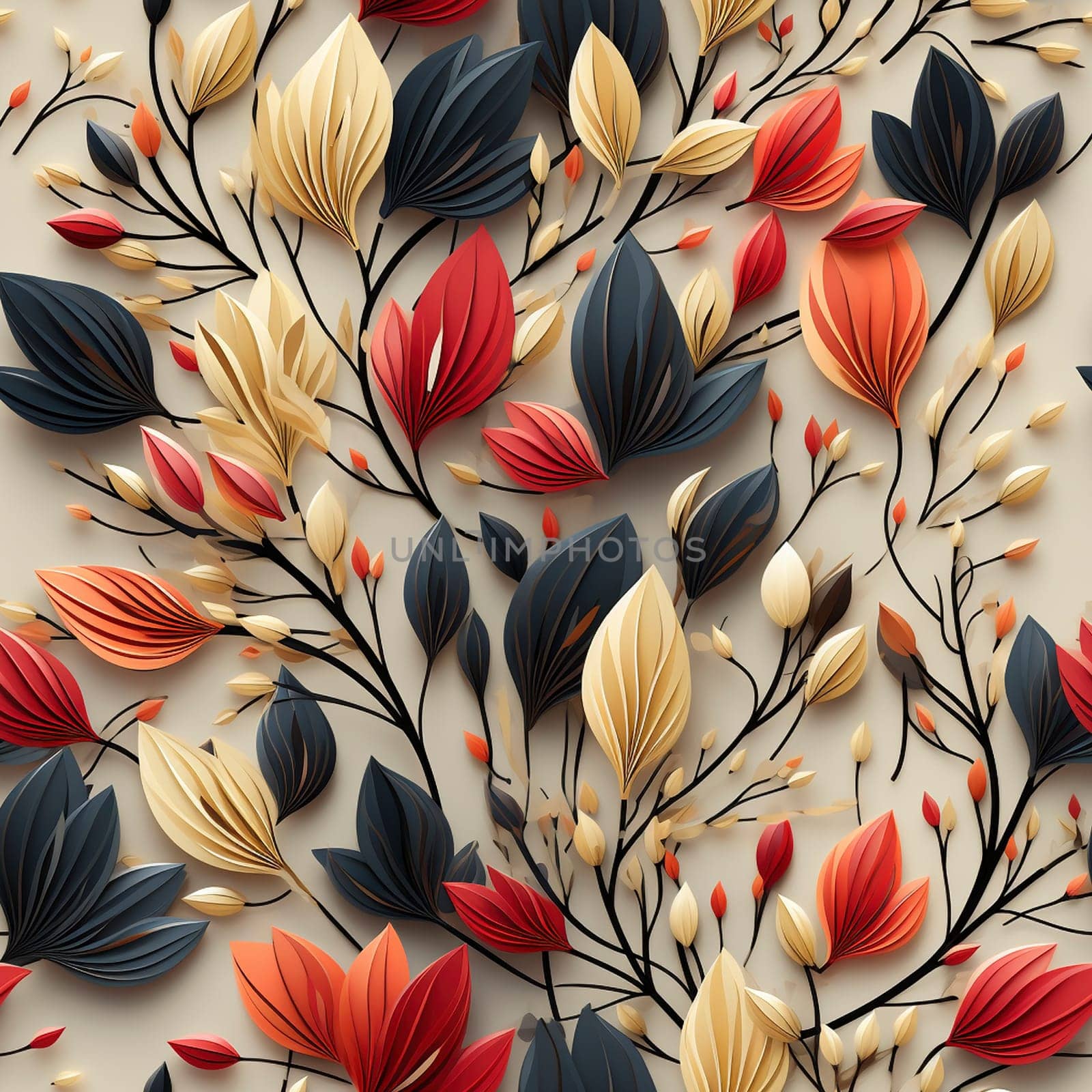 Beautiful elegant floral seamless pattern tile, created with generative AI