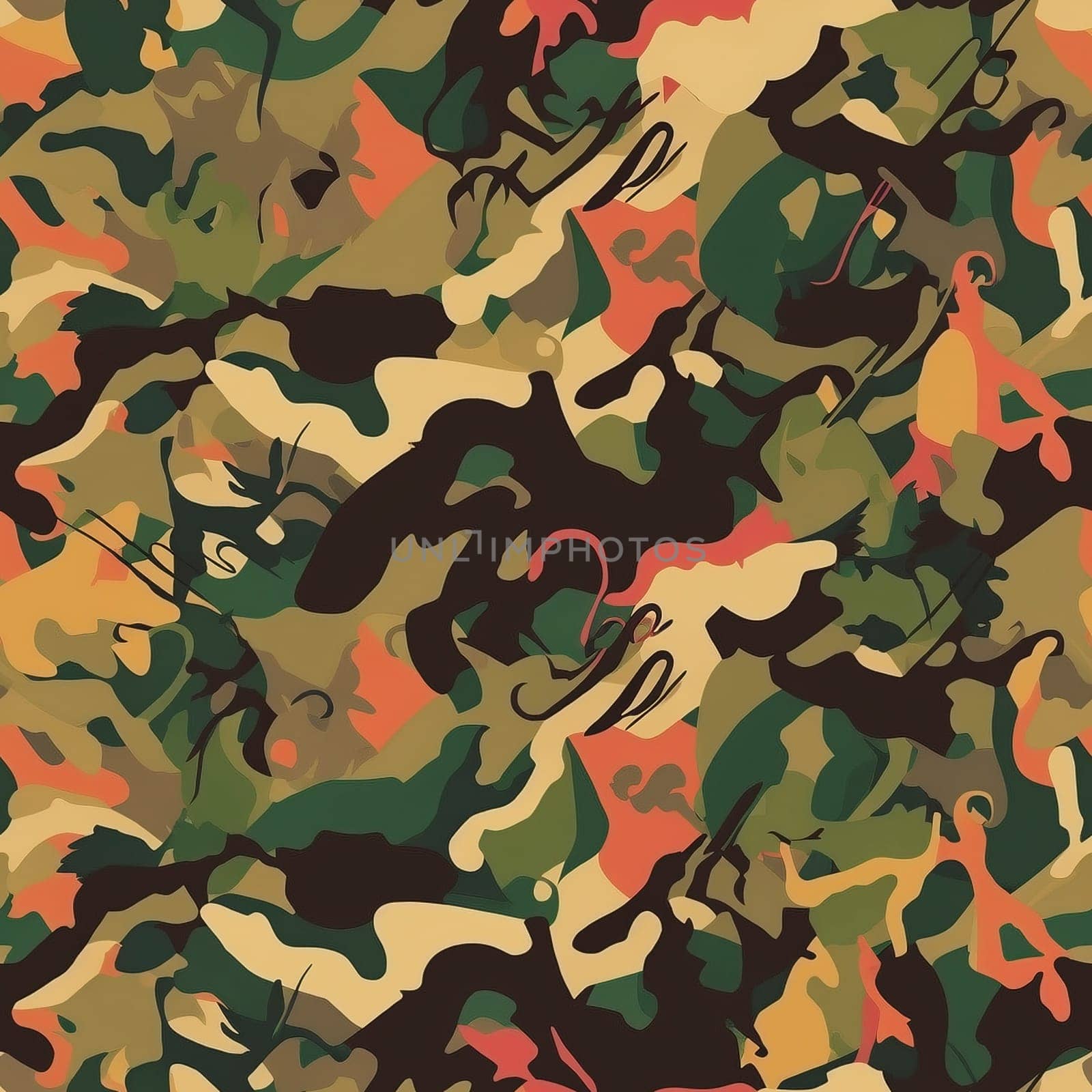 Camouflage repetitive seamless pattern, created with generative AI