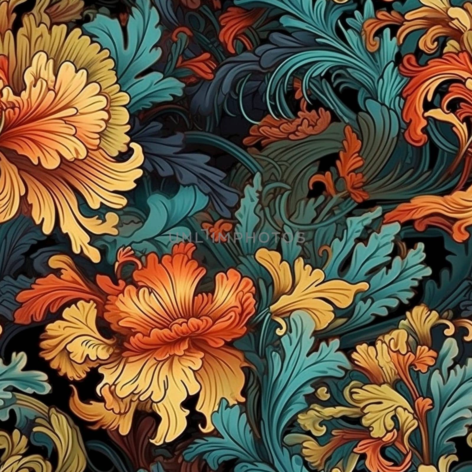 Beautiful elegant flower seamless pattern tile, created with generative AI