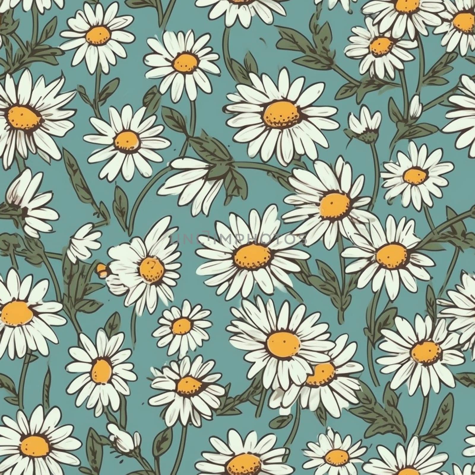 Beautiful daiysy flower seamless pattern tile, created with generative AI