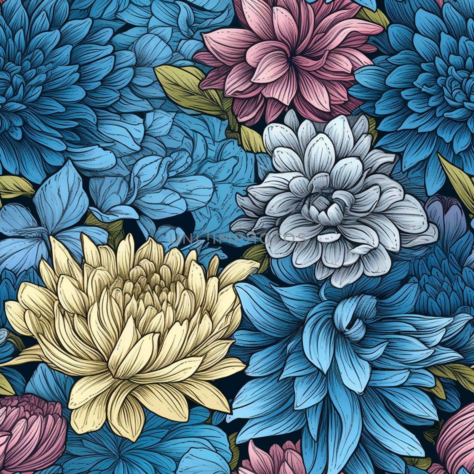 Beautiful elegant flower seamless pattern tile, created with generative AI