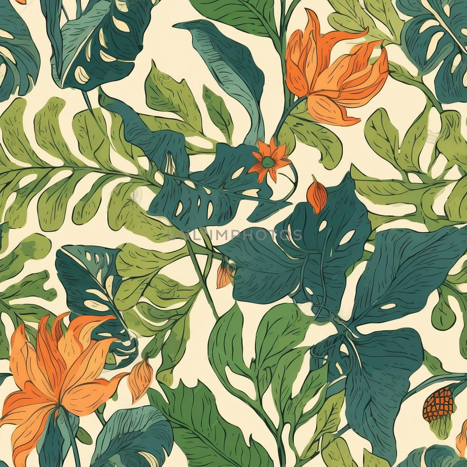 Watercolor colorful floral illustration seamless pattern, created with generative AI