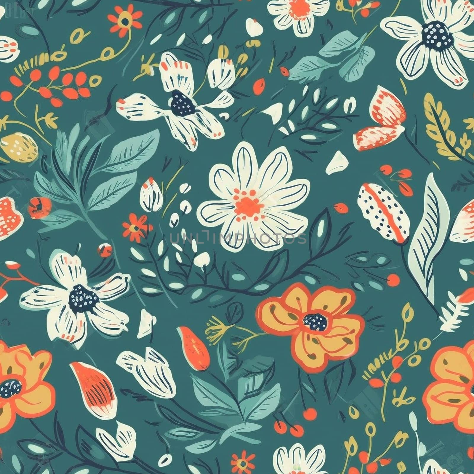 Watercolor colorful floral illustration seamless pattern, created with generative AI