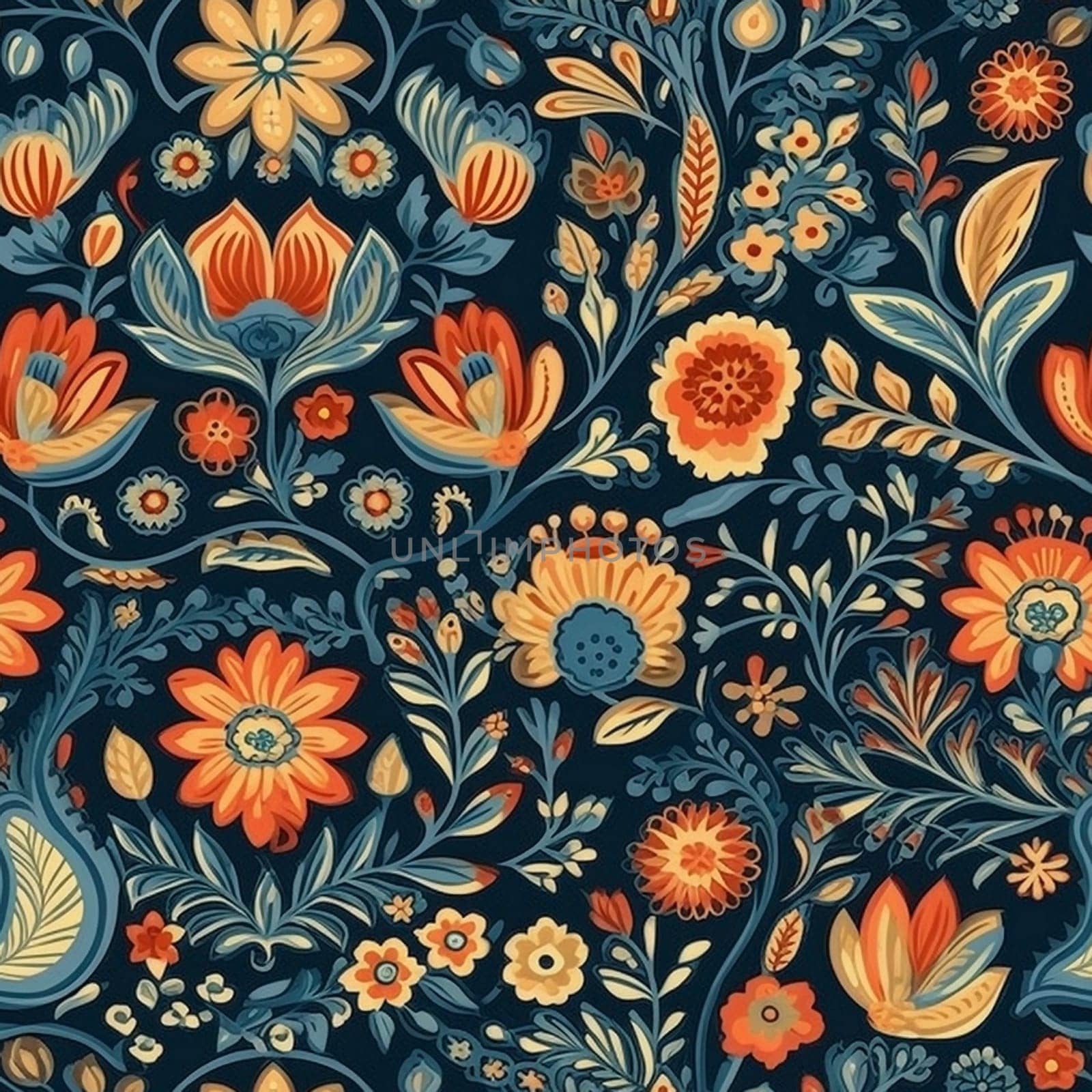 Beautiful elegant flower seamless pattern tile, created with generative AI