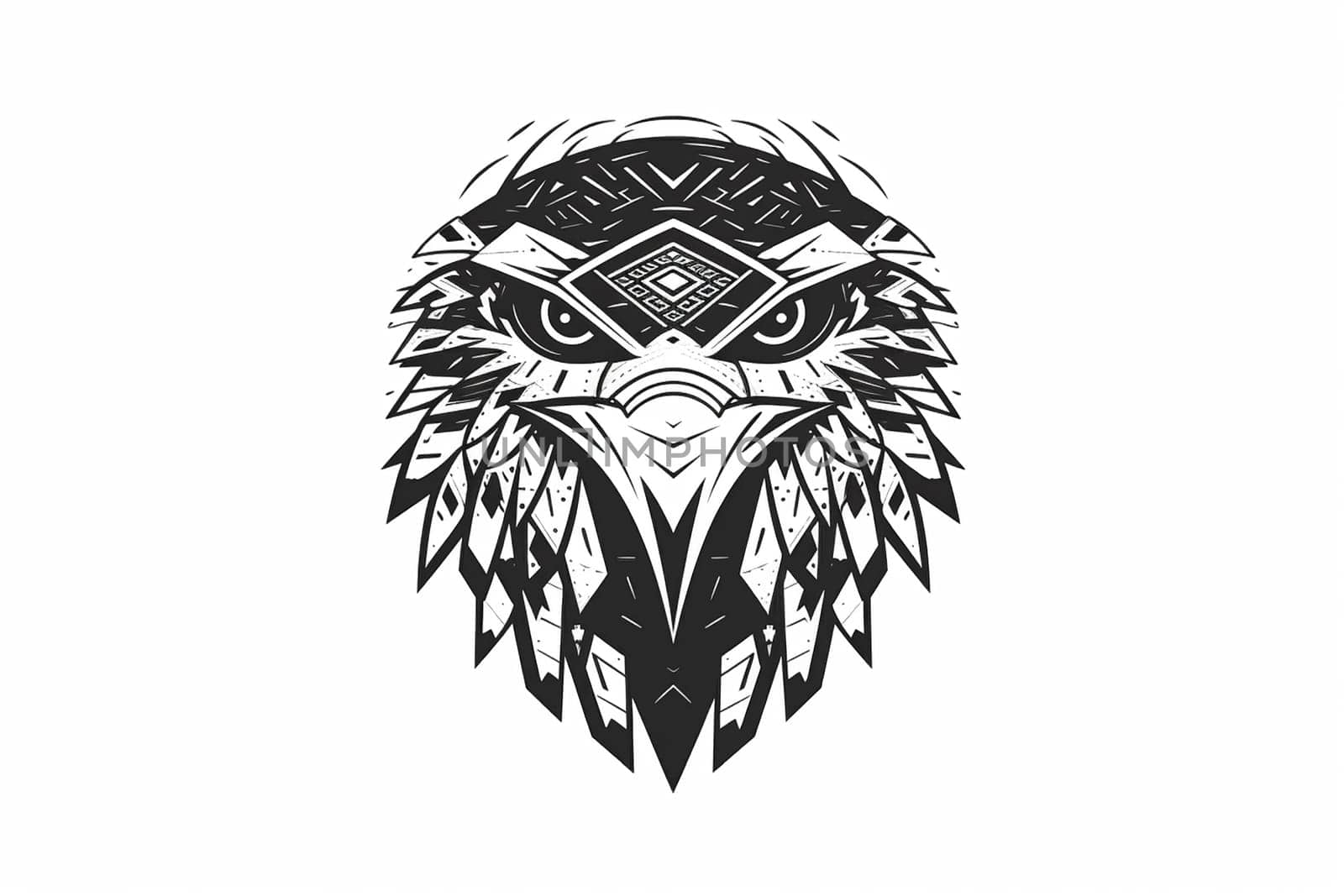 Geometric minimalistic logo of eagle on the white background, created with generative AI