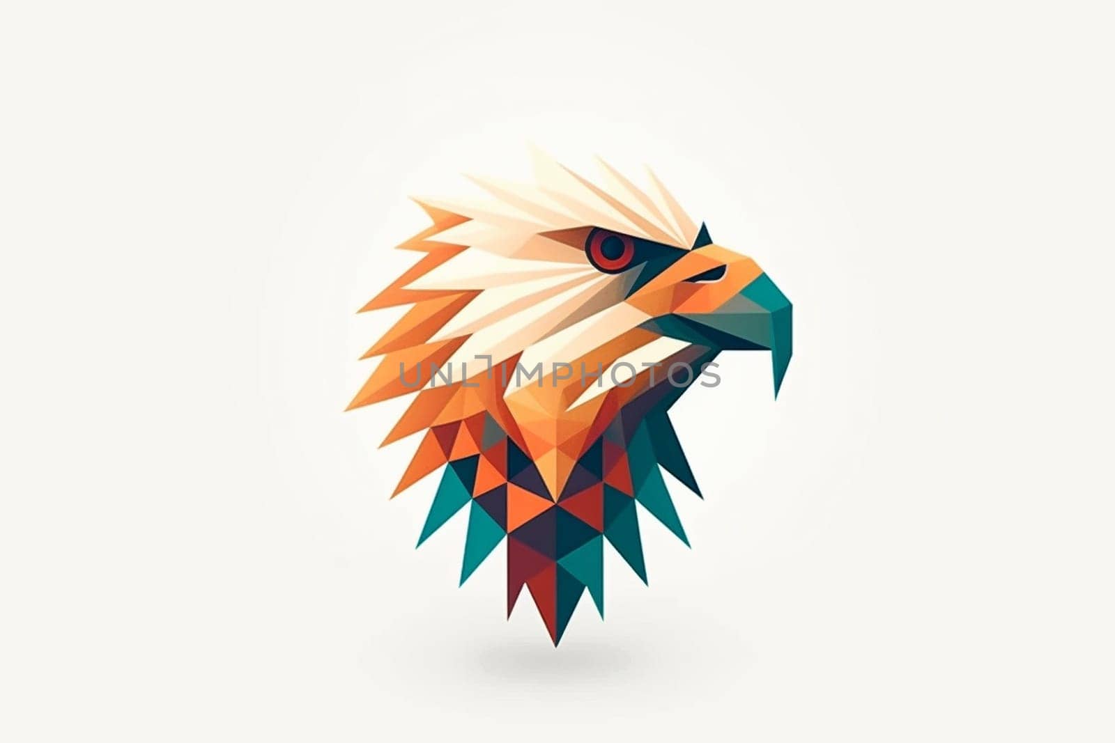 Geometric minimalist logo of eagle on the white background, created with generative AI
