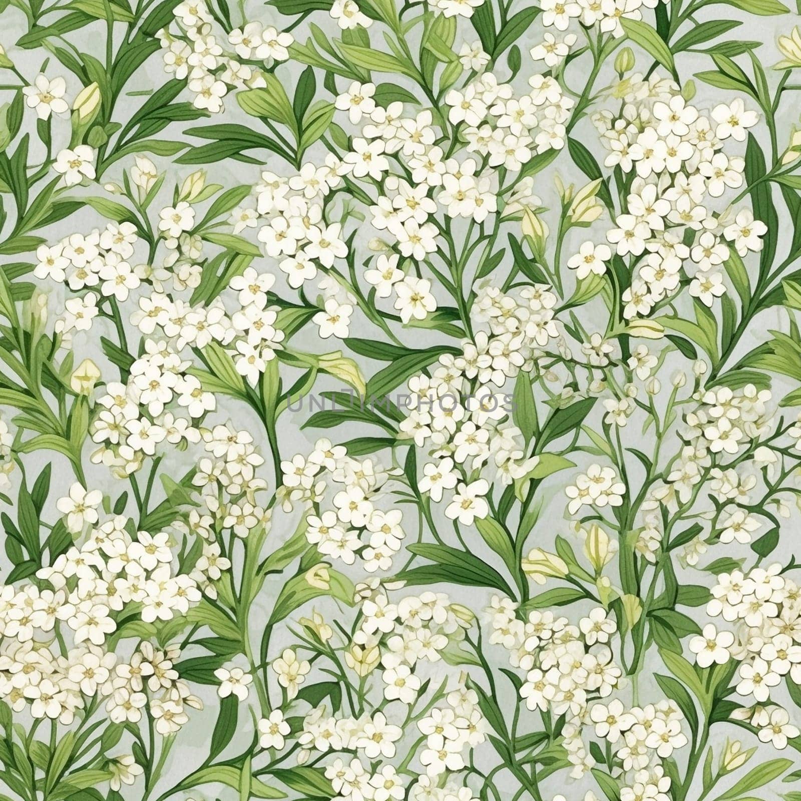 Delicate painting of baby breath flowers seamless pattern tile, created with generative AI