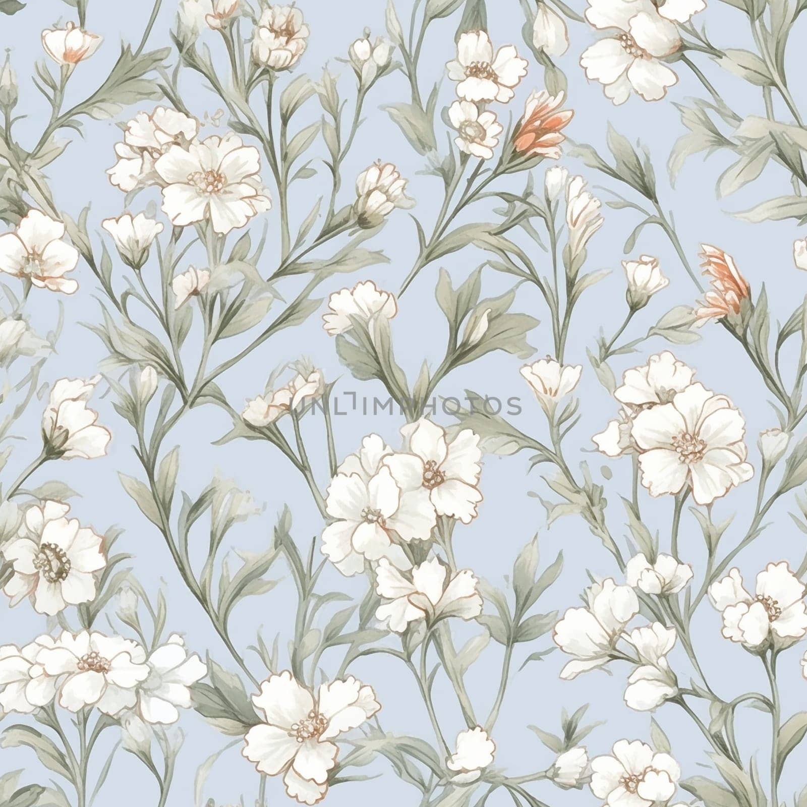 Delicate painting of baby breath flowers seamless pattern tile, created with generative AI