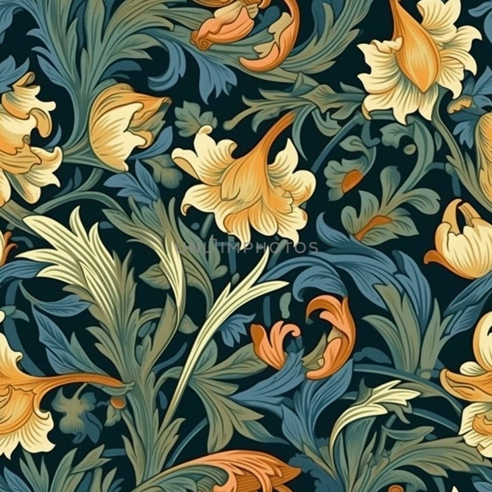 Beautiful elegant flower seamless pattern tile, created with generative AI