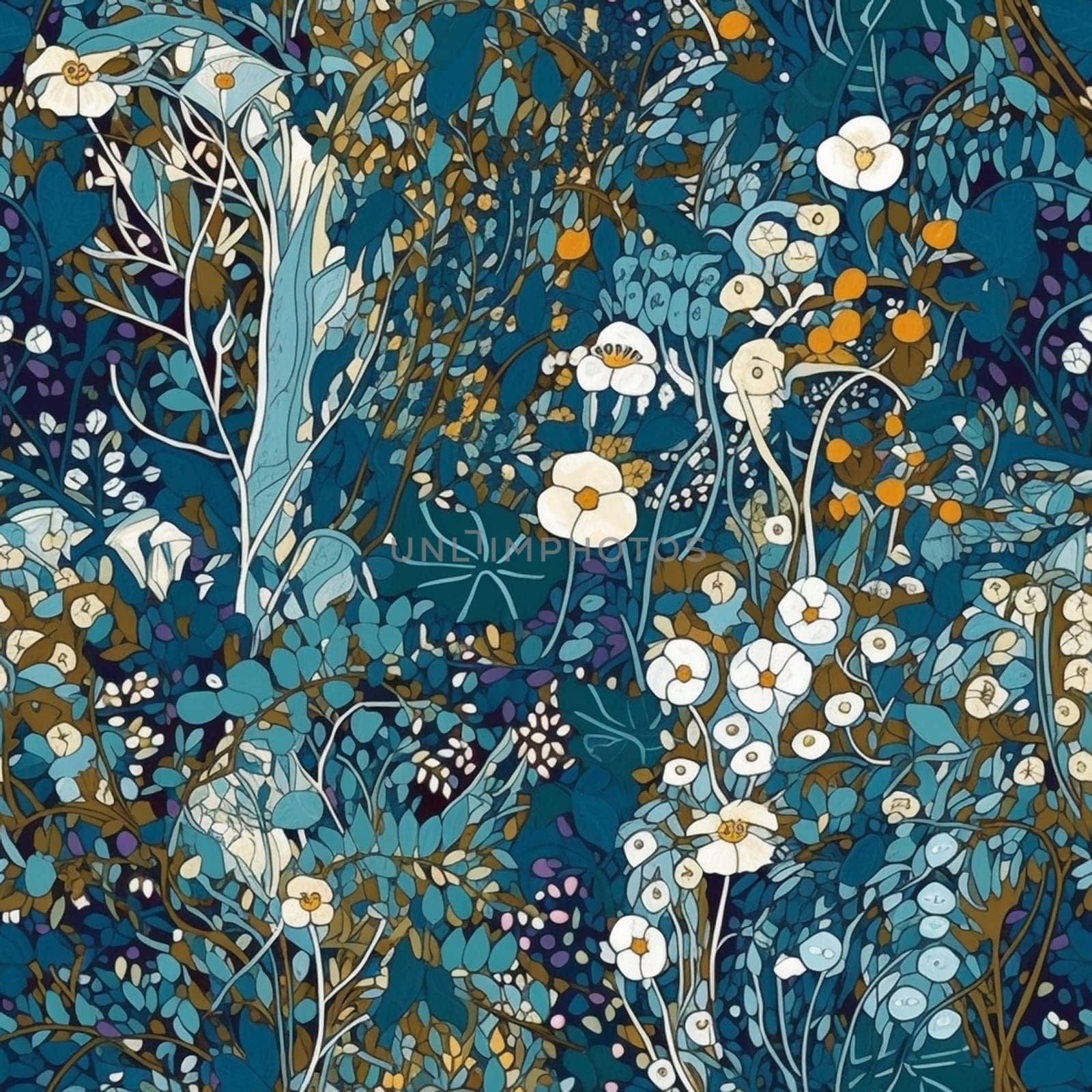 Beautiful autumn flower seamless pattern tile, created with generative AI