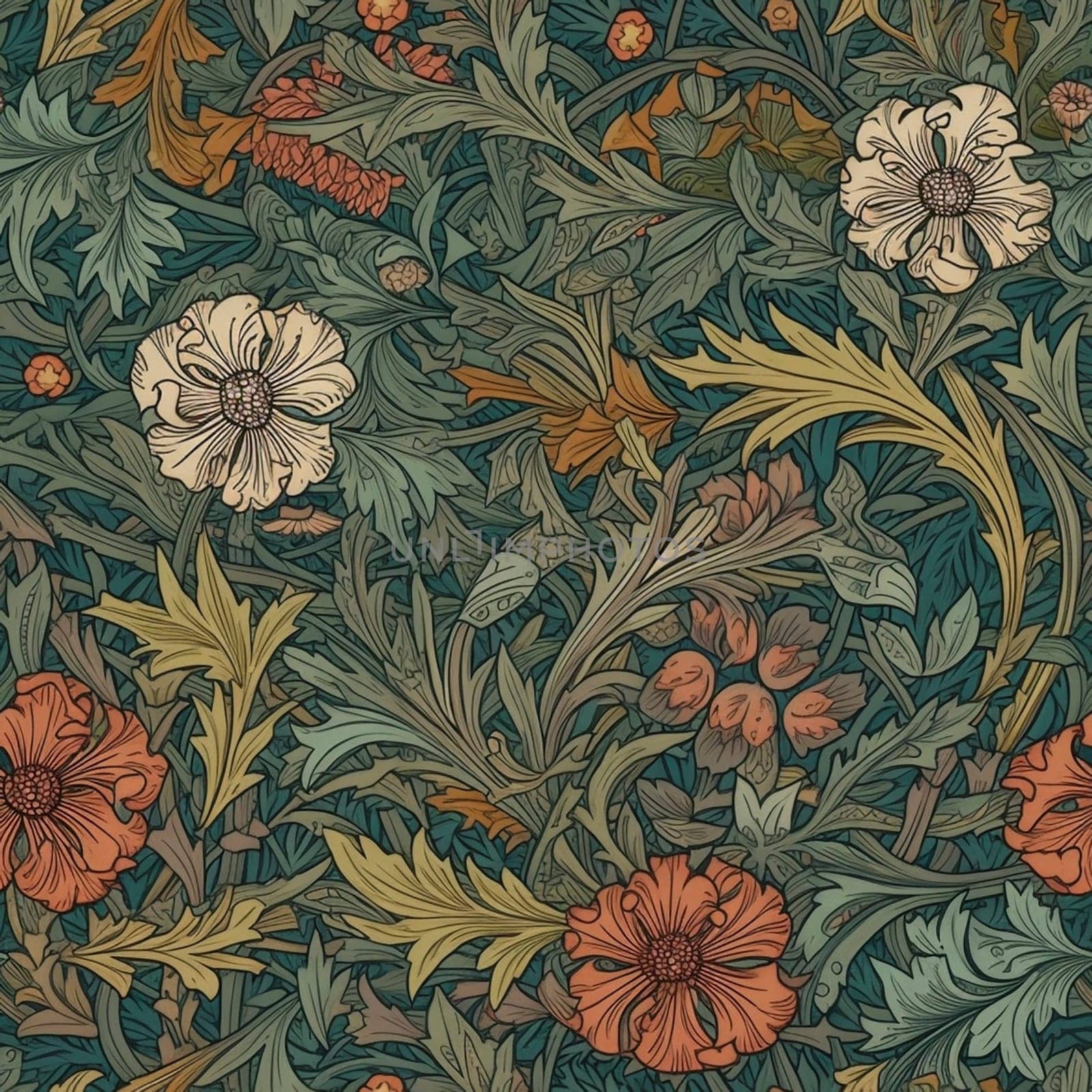 Beautiful elegant flower seamless pattern tile, created with generative AI