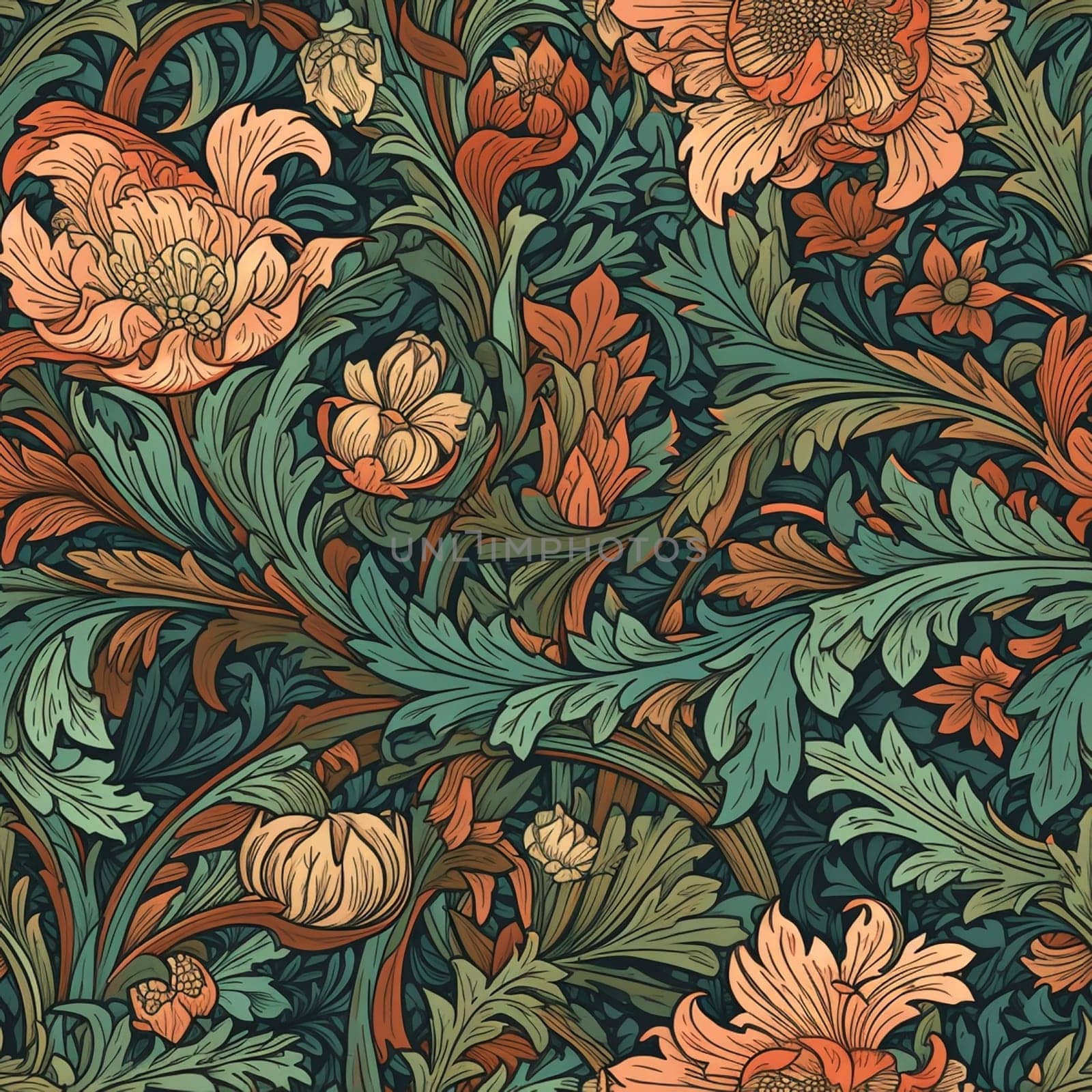 Beautiful elegant flower seamless pattern tile, created with generative AI