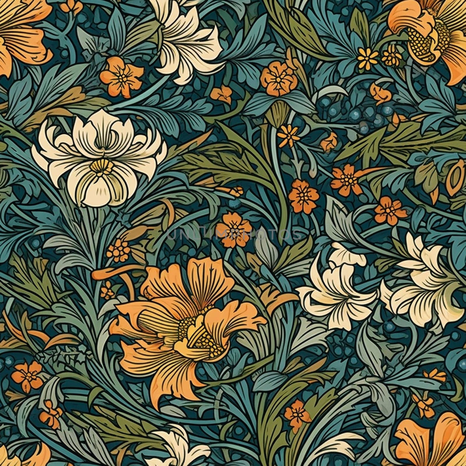 Beautiful elegant flower seamless pattern tile, created with generative AI
