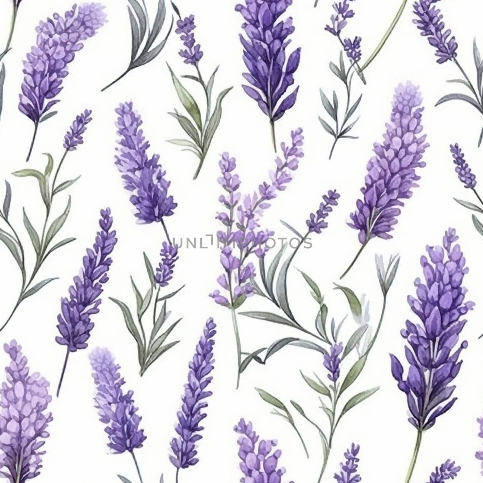 Vintage watercolor lavender seamless pattern tile, created with generative AI