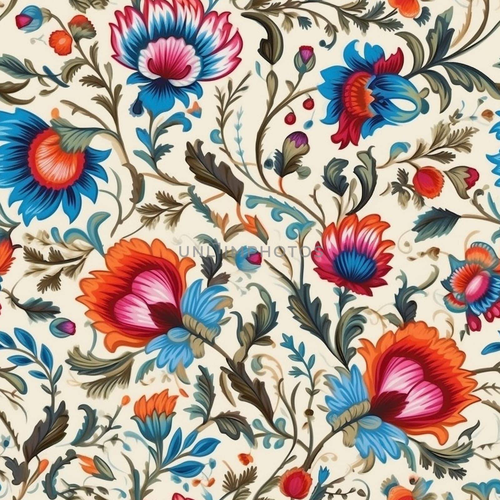 Beautiful elegant flower seamless pattern tile, created with generative AI