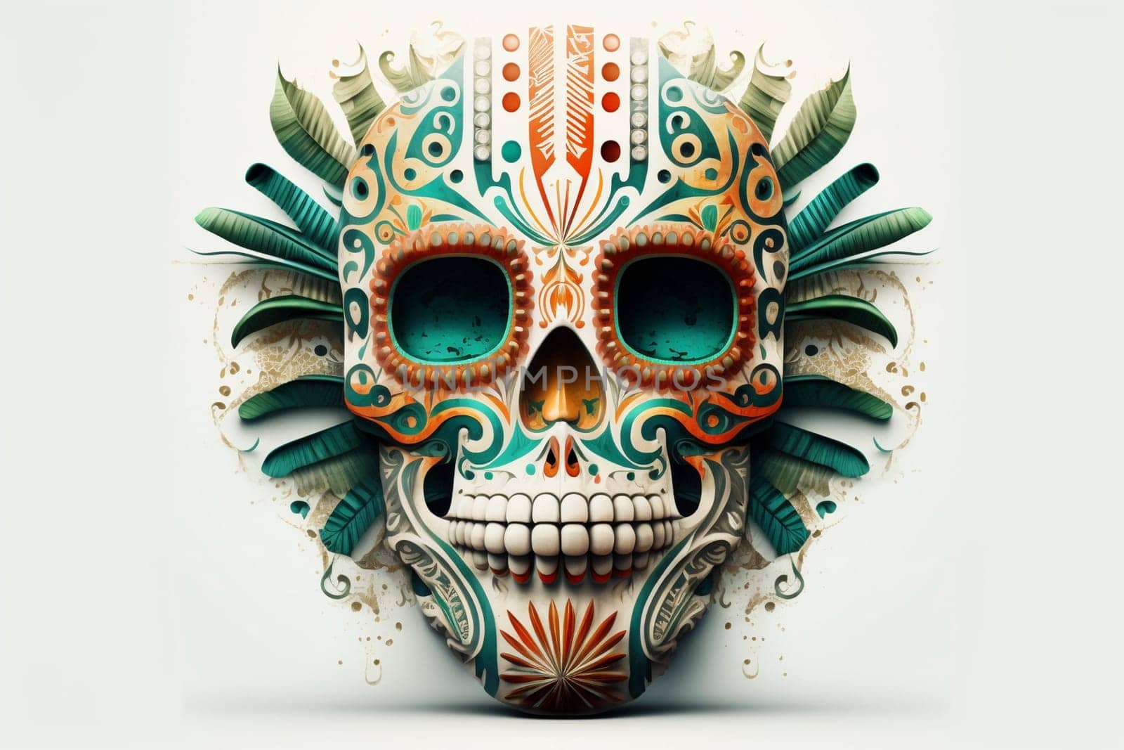 Mexican mask of death isolated on the white background, created with generative AI