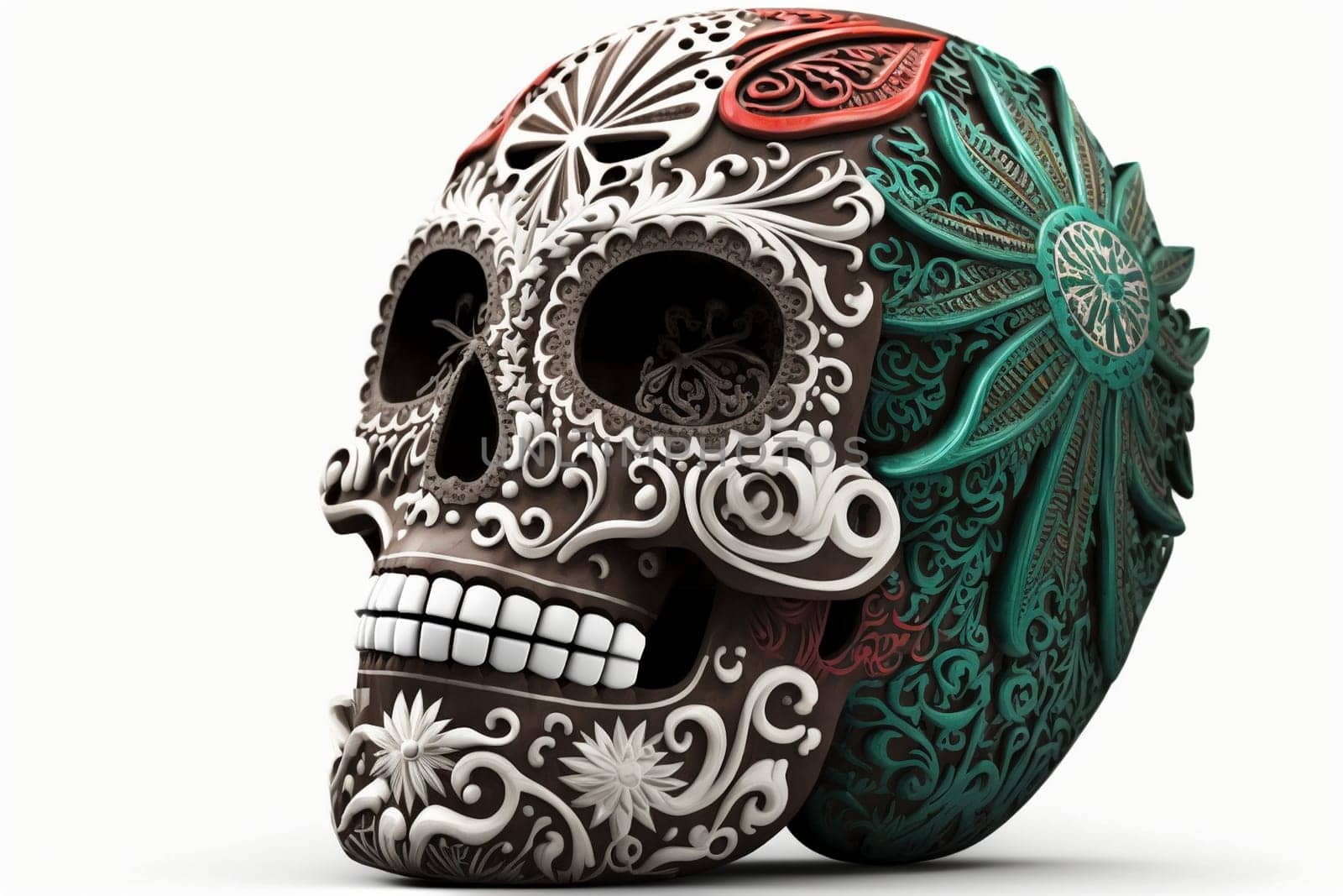 Mexican mask of death isolated on the white background, created with generative AI