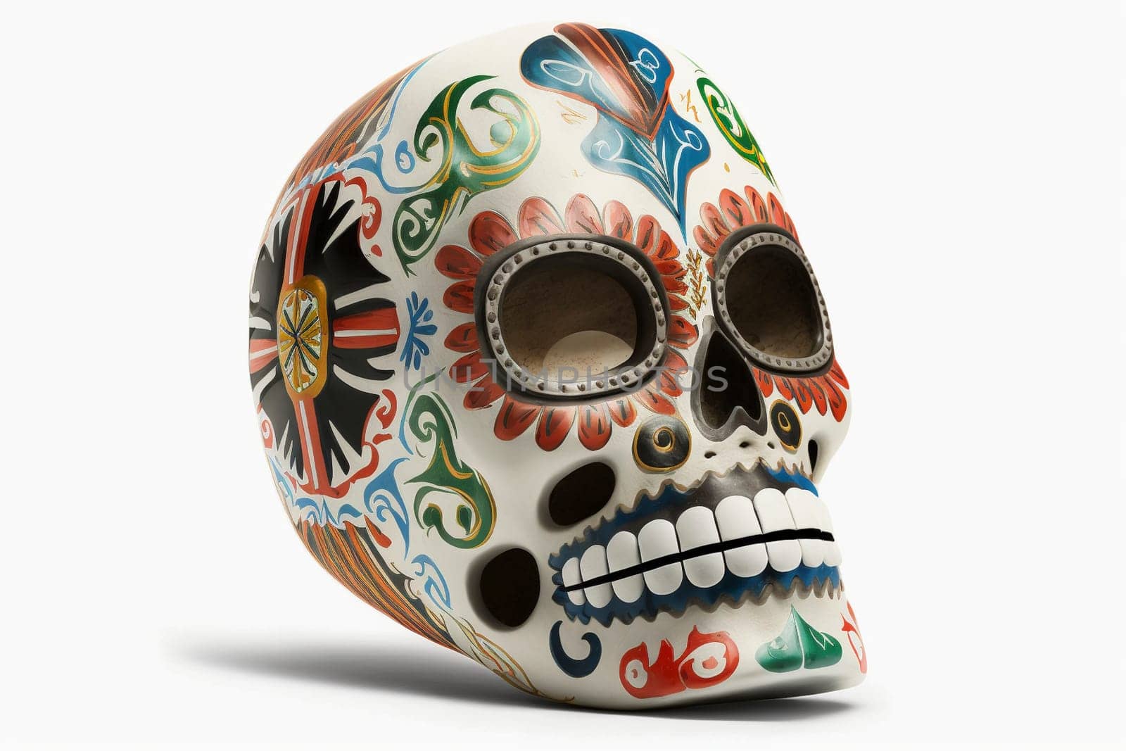 Mexican mask of death isolated on the white background, created with generative AI