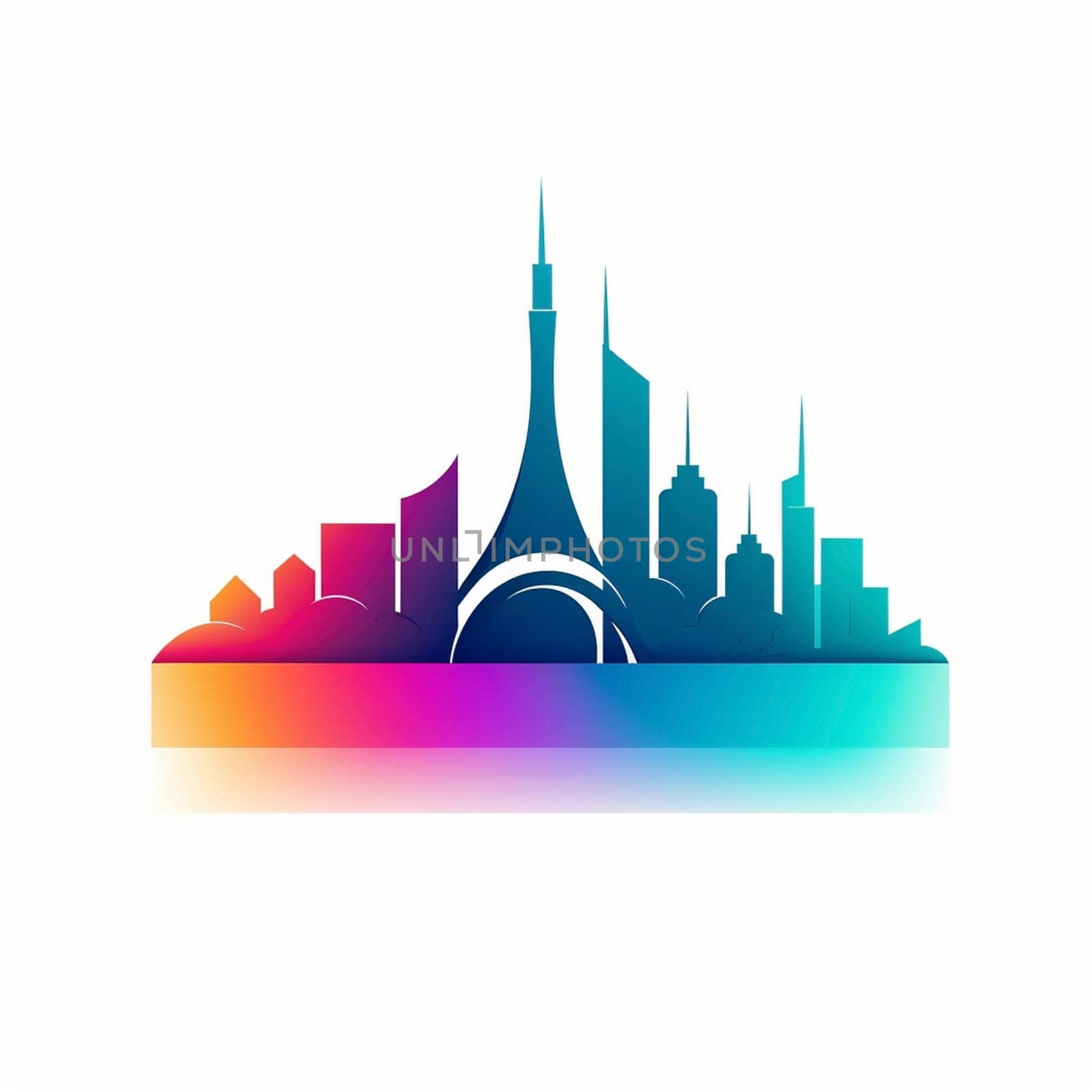 Modern iconic city logo on the white background, created with generative AI
